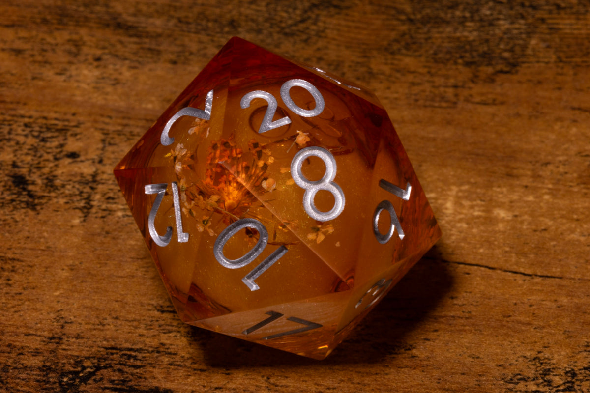 Honey Meadow Liquid Core Oversized D20 – Extra Large D20 with Wildflower Core