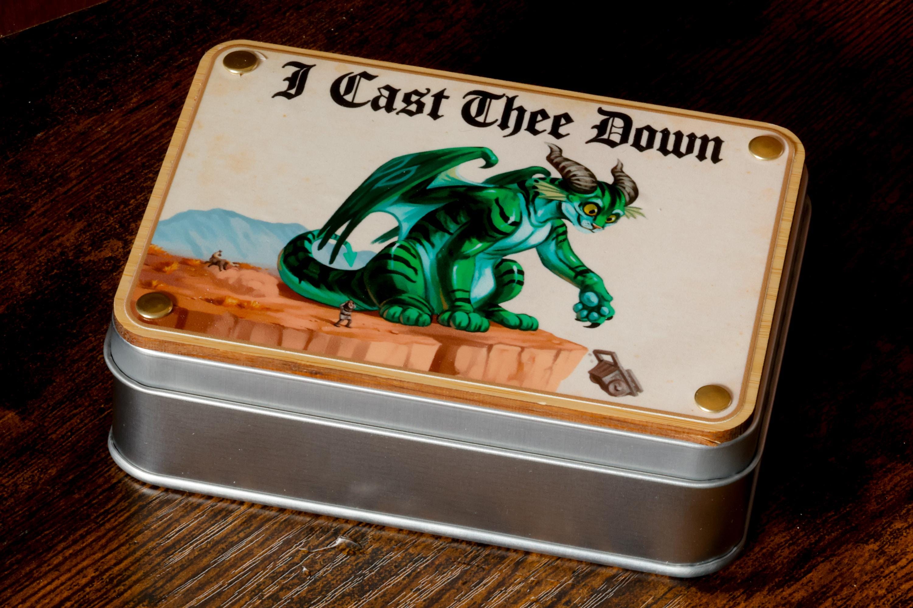 I Cast Thee Down | Dragon Cat Dice Box & Black Cat Dice Set | 11-Piece - The Wizard's Vault