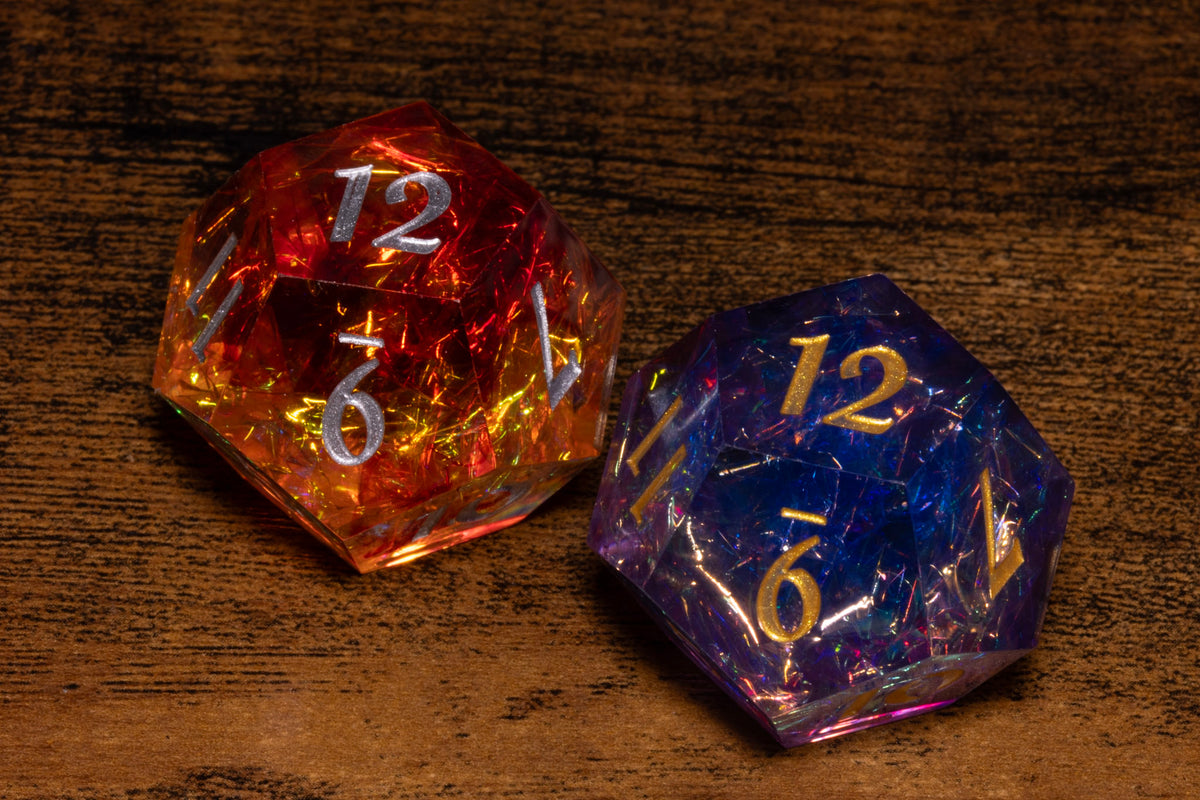 Fire Opal & Sacred Amethyst Hope & Fear D12 Set – Sharp-Edge Resin Duality Dice for Daggerheart – photo 1