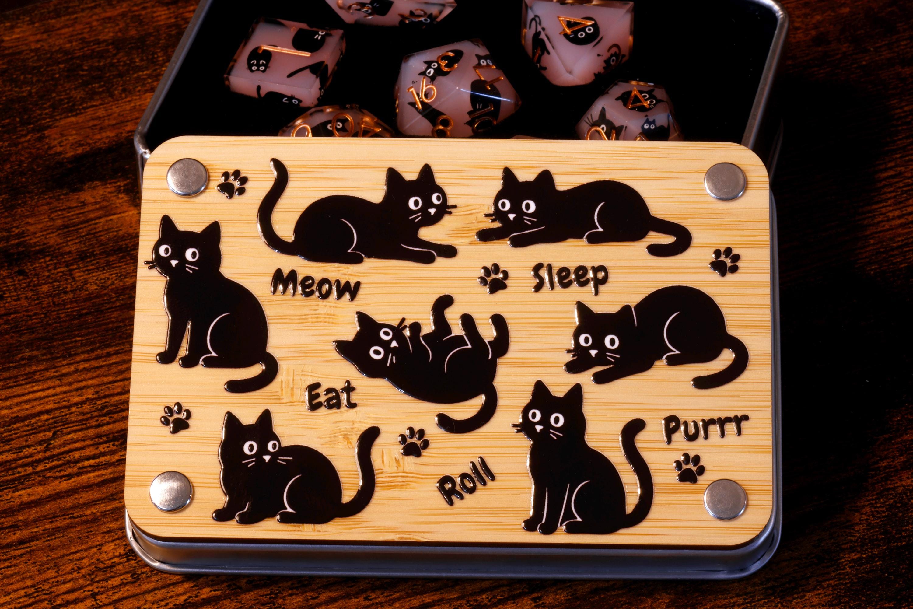 Meowgical Paws Cat dice set and box