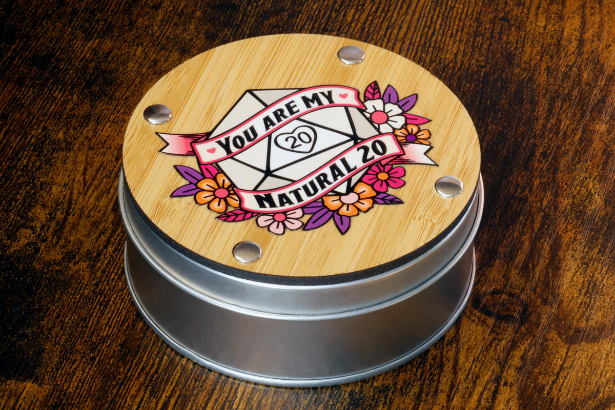 Serenity Bloom 7-Piece Sharp Edge Dice Set & "You Are My Natural 20" Box