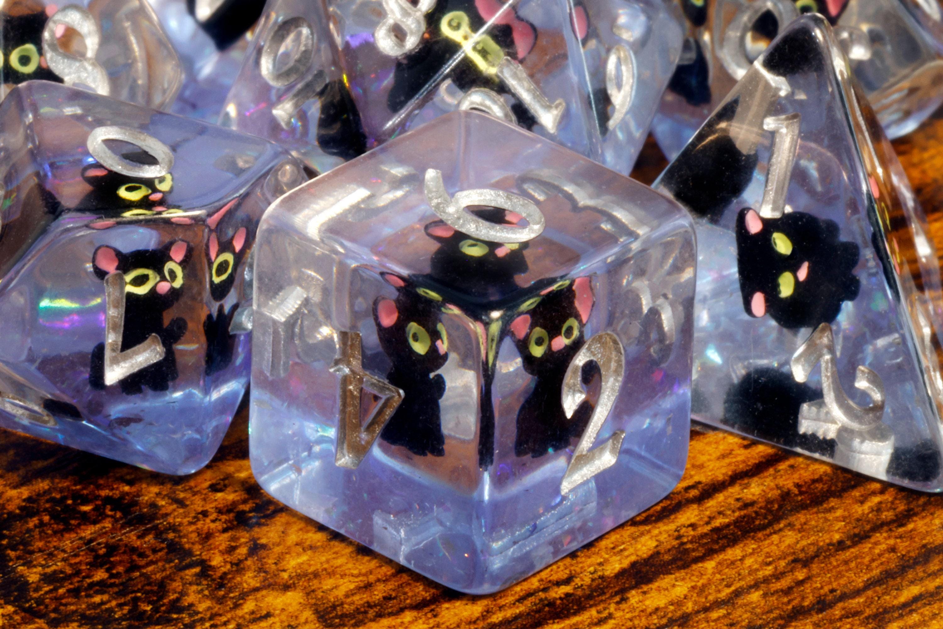 I Nap Here | Dragon Cat Dice Box & Black Cat Dice Set | 11-Piece - The Wizard's Vault
