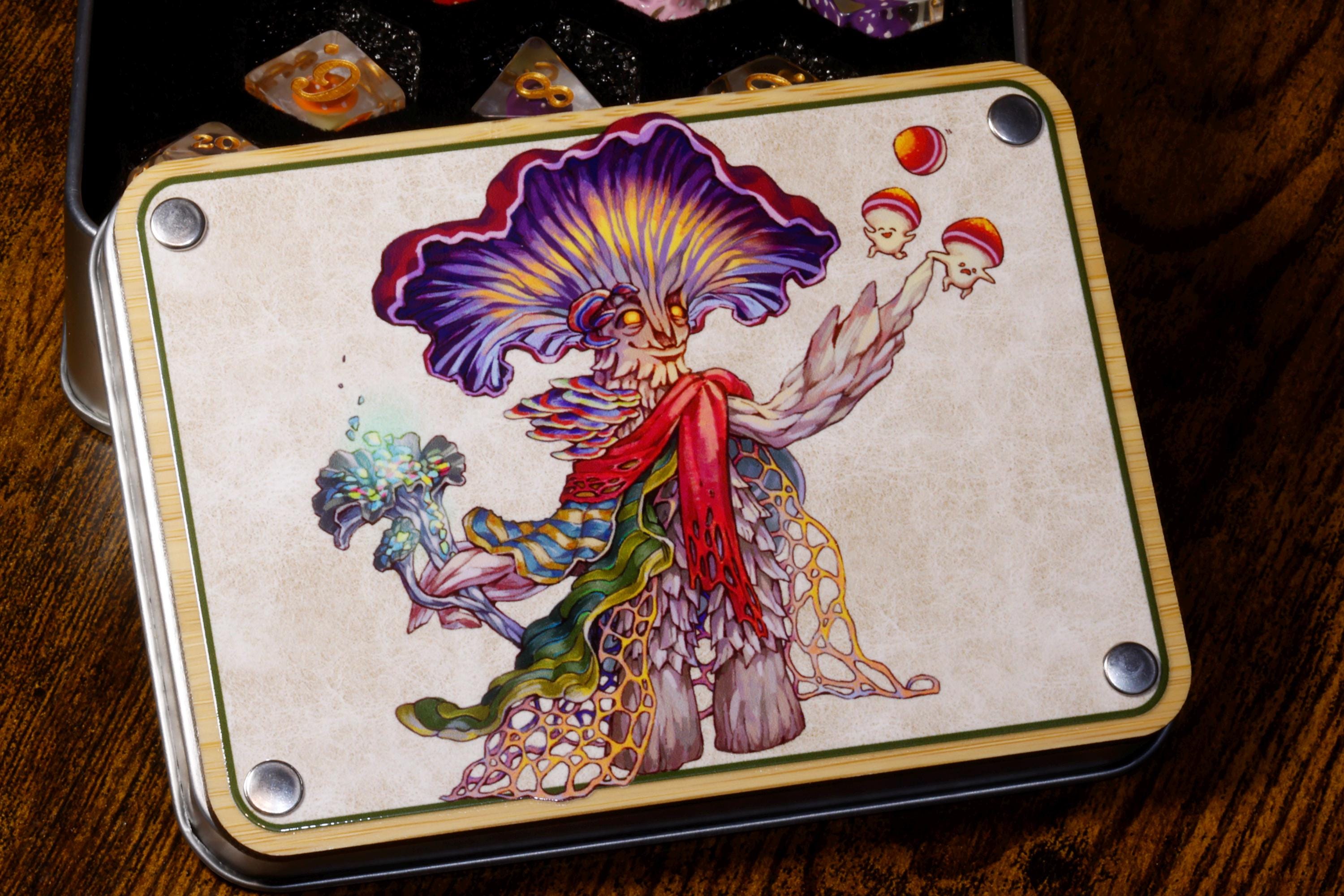 11-Piece Mushroom Dice Set with Dice Vault – Mushroomfolk Druid | Elderwild Realm Collection