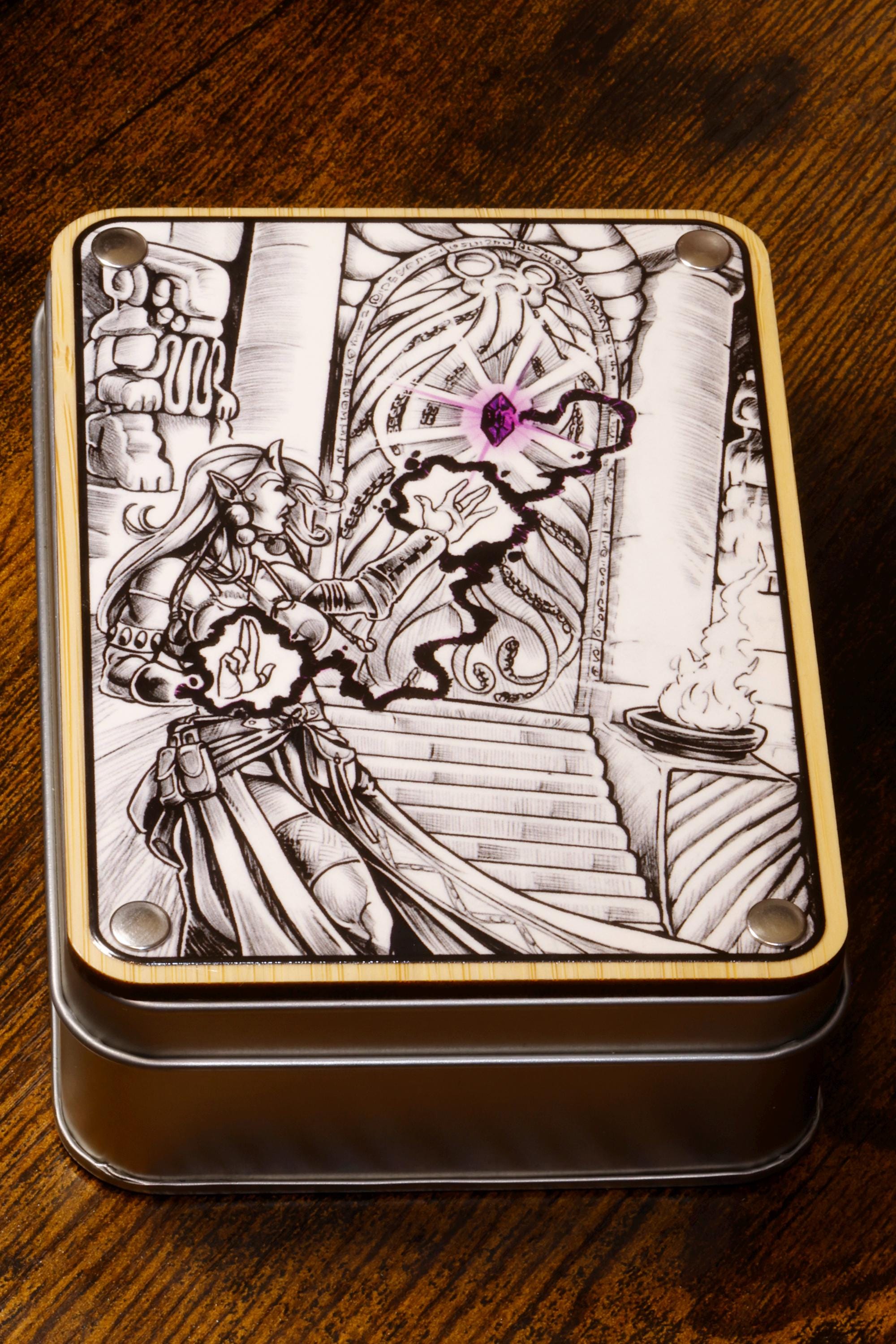 Eldritch Portal Dice Box & Polyhedral Dice Set, Old-School DnD Style Artwork