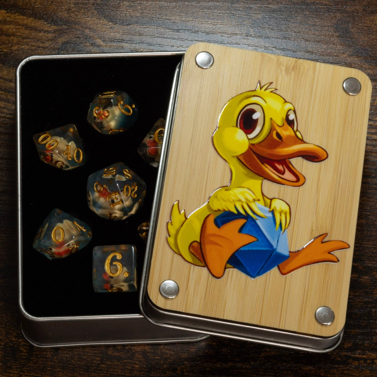 Duck dice box with yellow duck dice set - The Wizard's Vault