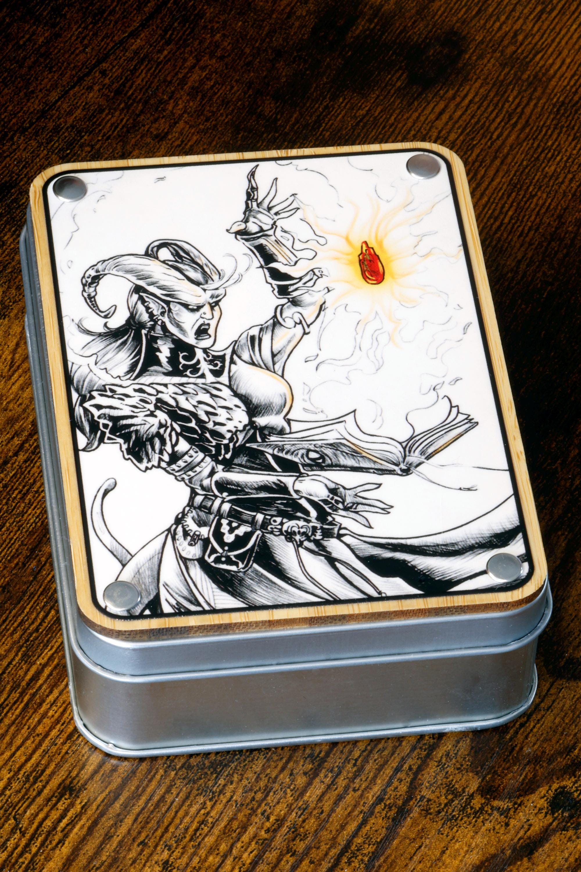 Pyromancer Ritual Dice Box and  11-Piece Fire Opal Dice Set