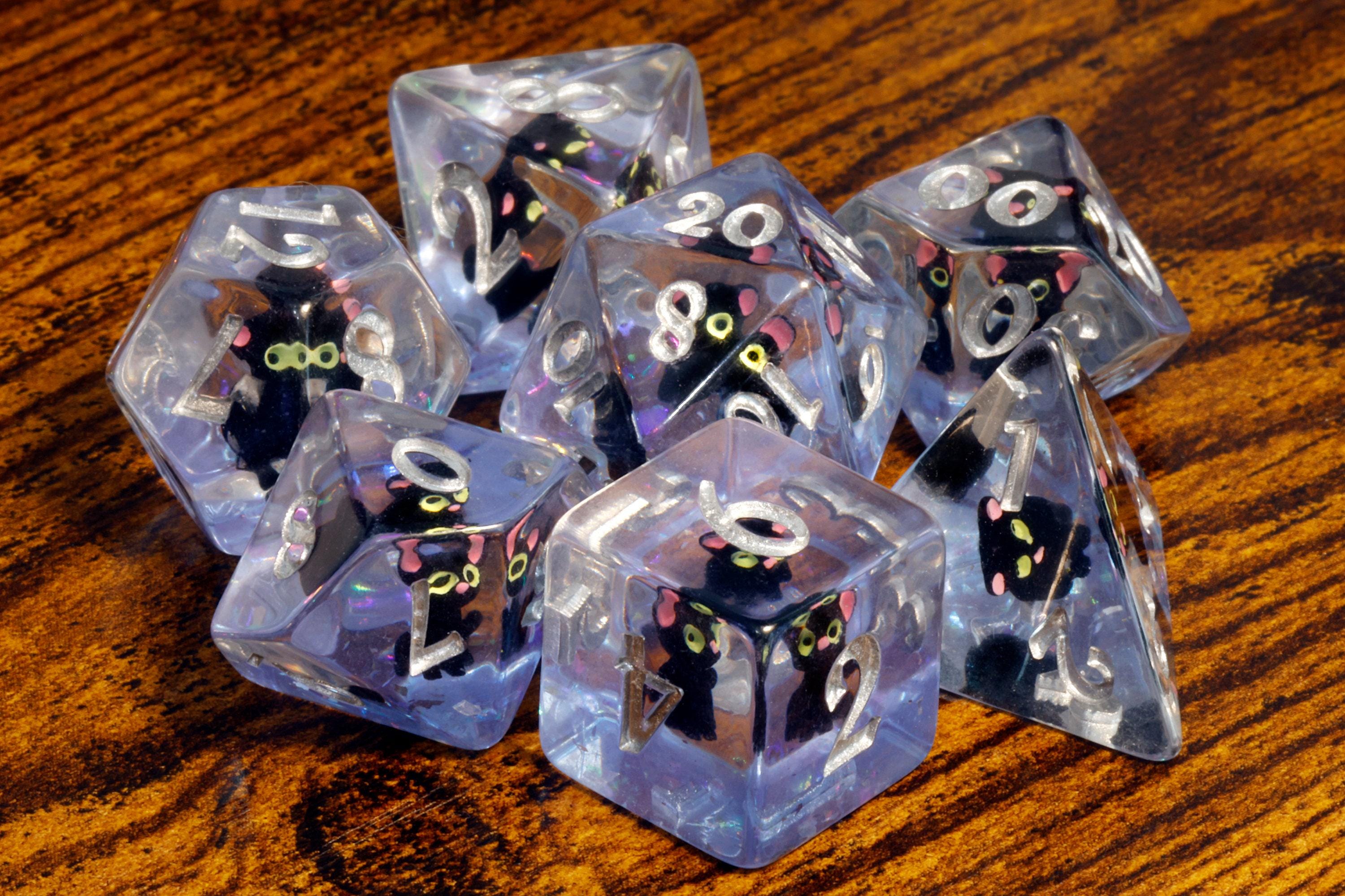 I Cast Thee Down | Dragon Cat Dice Box & Black Cat Dice Set | 11-Piece - The Wizard's Vault