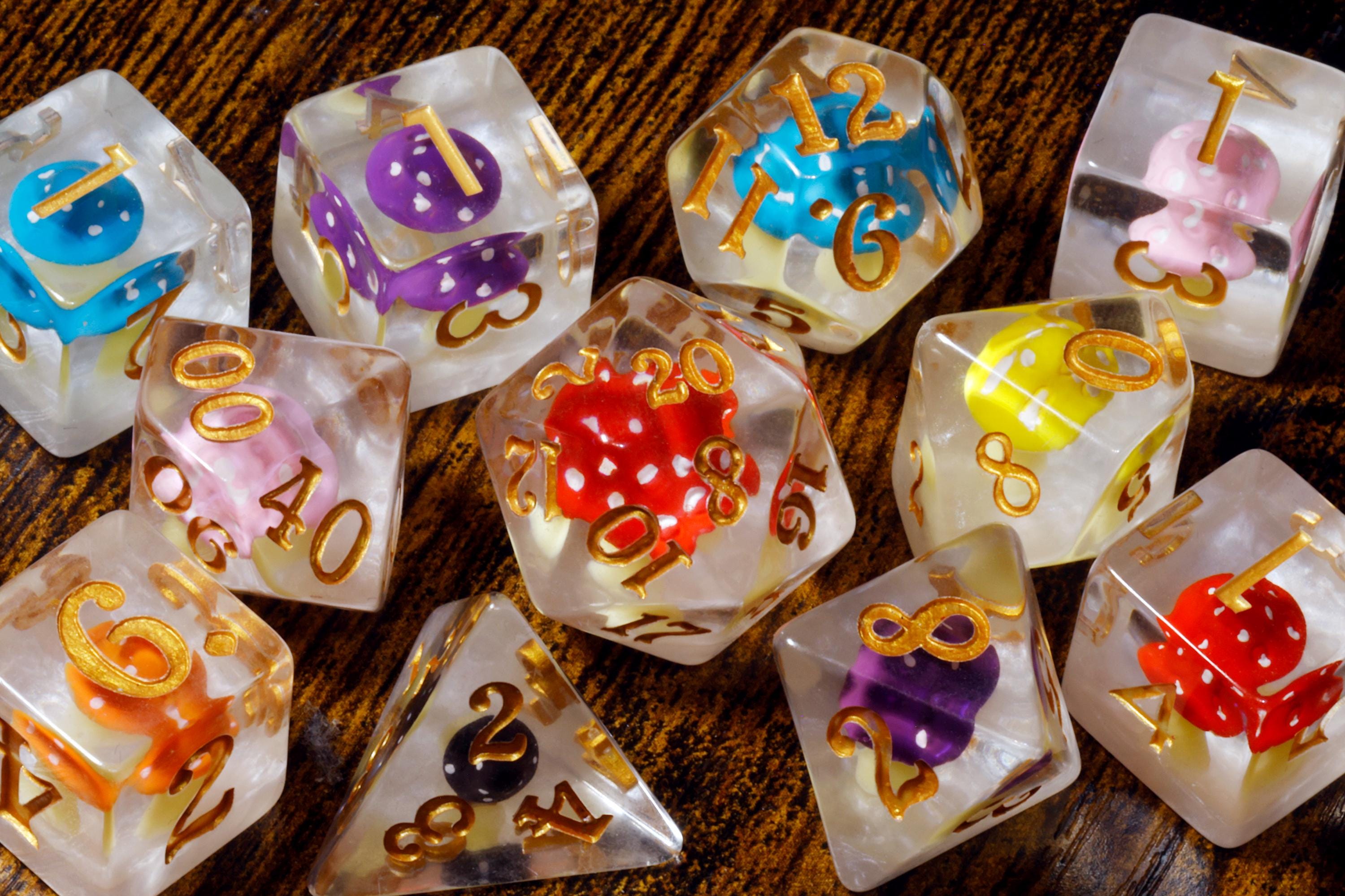 11-Piece Mushroom Dice Set with Dice Vault – Mushroomfolk Druid | Elderwild Realm Collection
