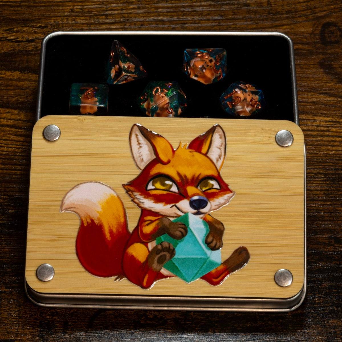 Fox dice box with Fox's Cunning dice set - The Wizard's Vault
