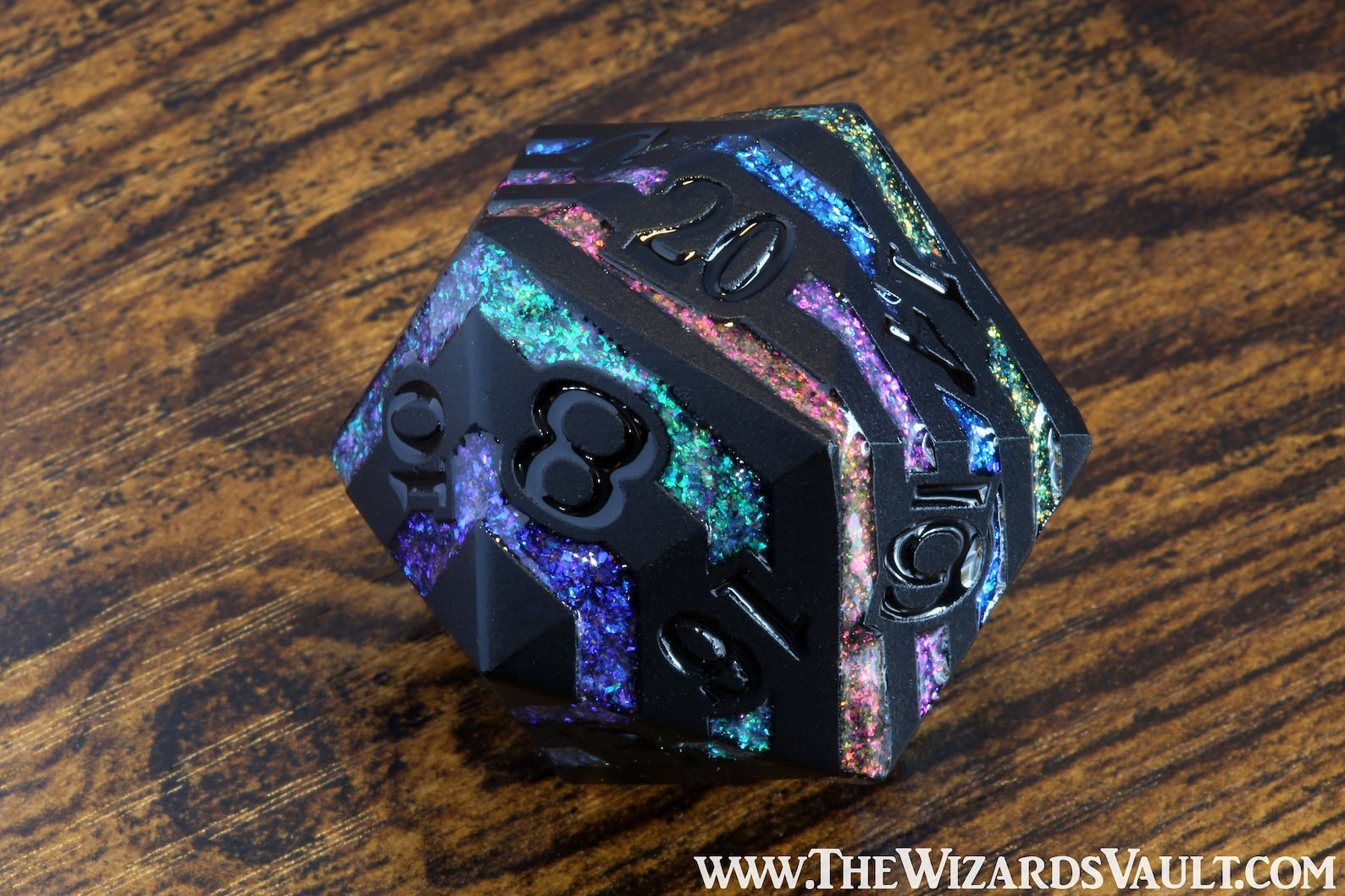 Rift Artifact CHONK D20 Dice - Iridescent multicolor stripe - The Wizard's Vault