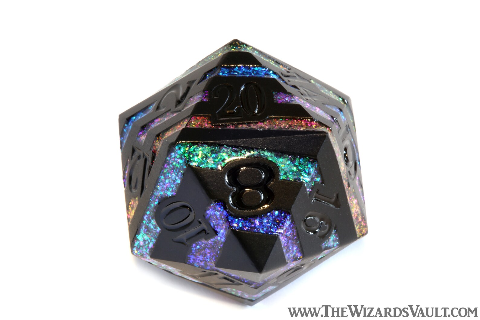 Rift Artifact CHONK D20 Dice - Iridescent multicolor stripe - The Wizard's Vault