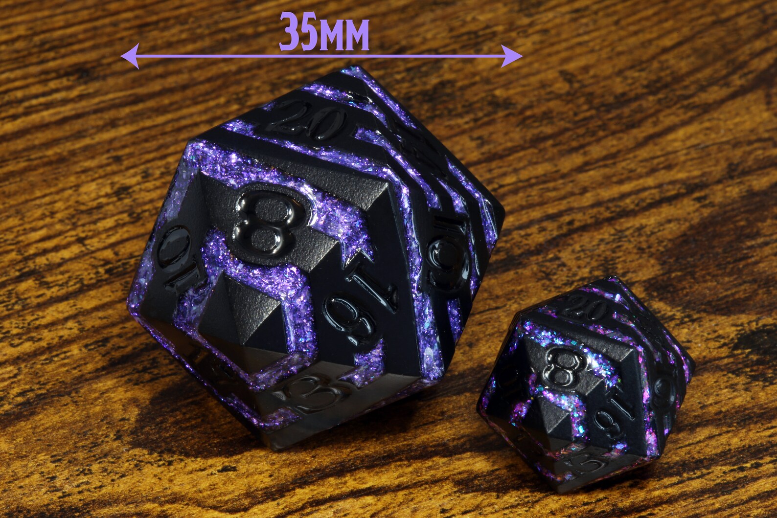 Rift Artifact CHONK D20 Dice - Iridescent purple stripe - The Wizard's Vault