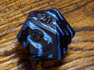 Rift Artifact CHONK D20 Dice - Iridescent blue stripe - The Wizard's Vault