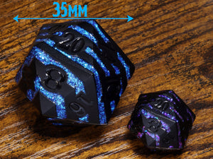 Rift Artifact CHONK D20 Dice - Iridescent blue stripe - The Wizard's Vault