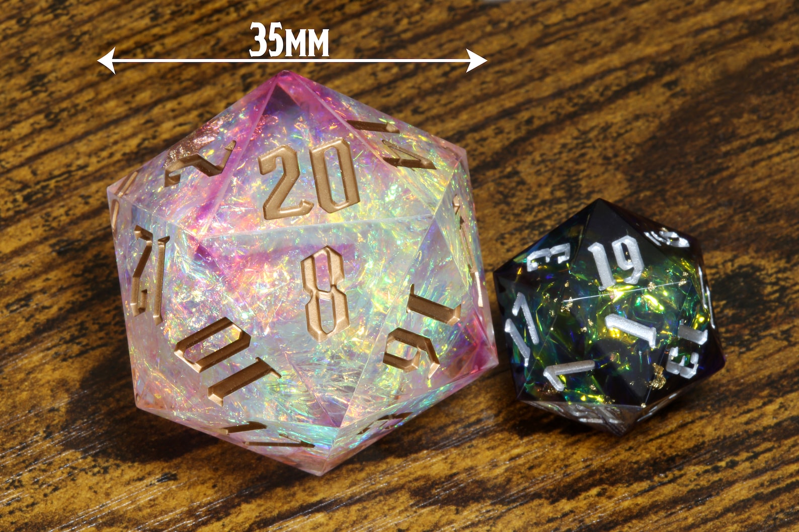 Sacred opal Chonk D20 Dice - Extra Large Dice