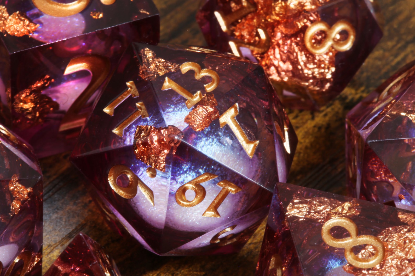 Aether Flux dice set - Liquid Core sharp edge dice - The Wizard's Vault