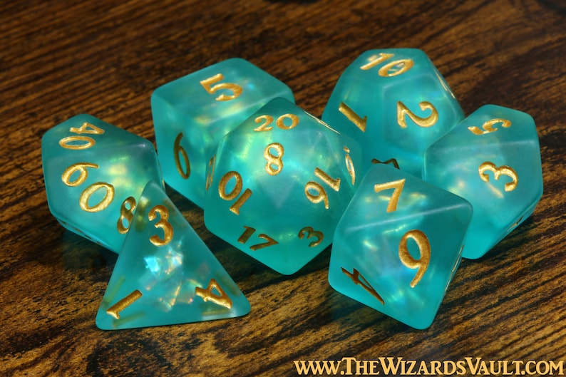 Leviathan's Soul Dice Set - Frosted Green with Holographic inclusions - The Wizard's Vault