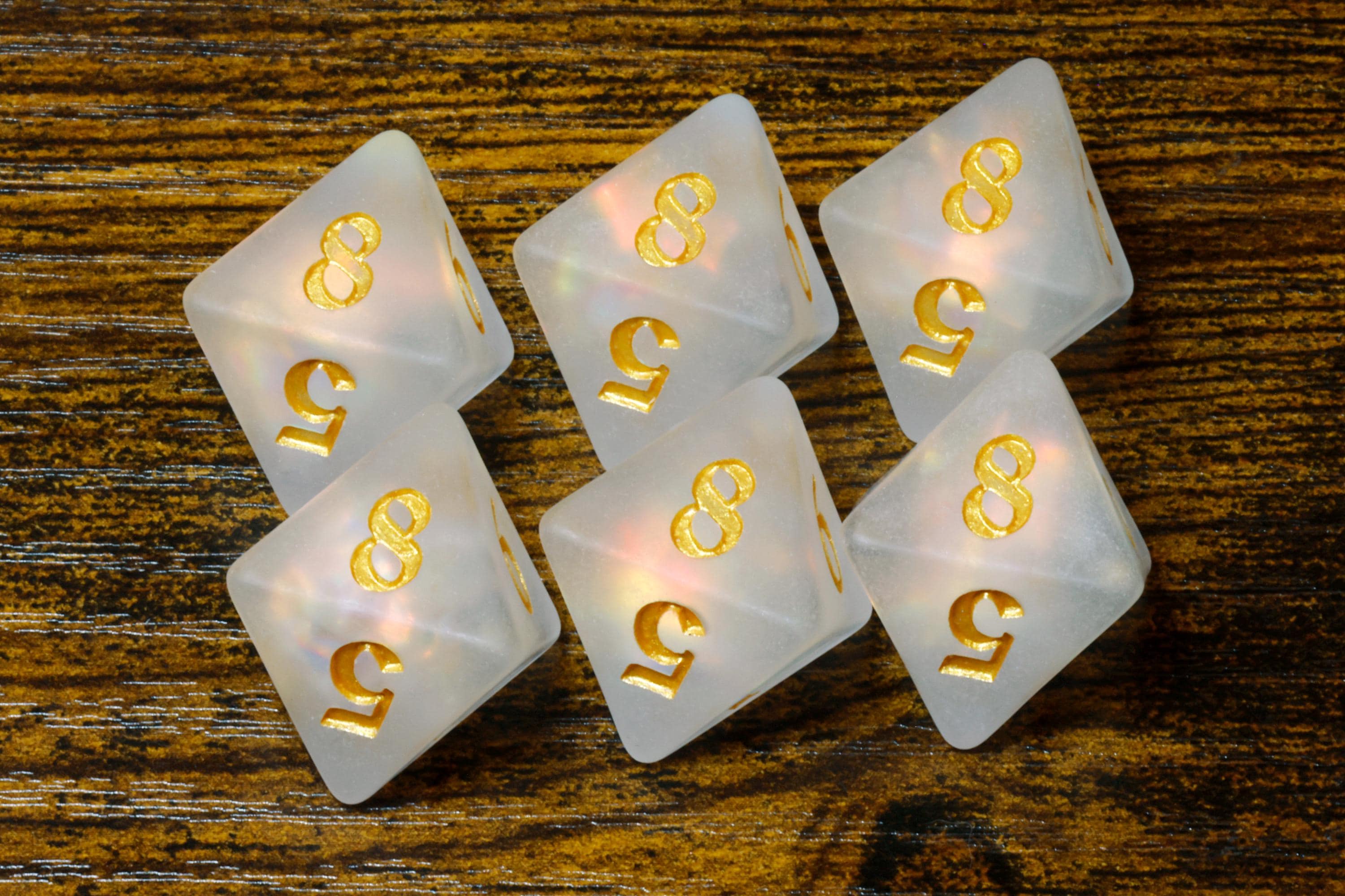 Paladin's Oath D8 Dice – Frosted White with Holographic Foil