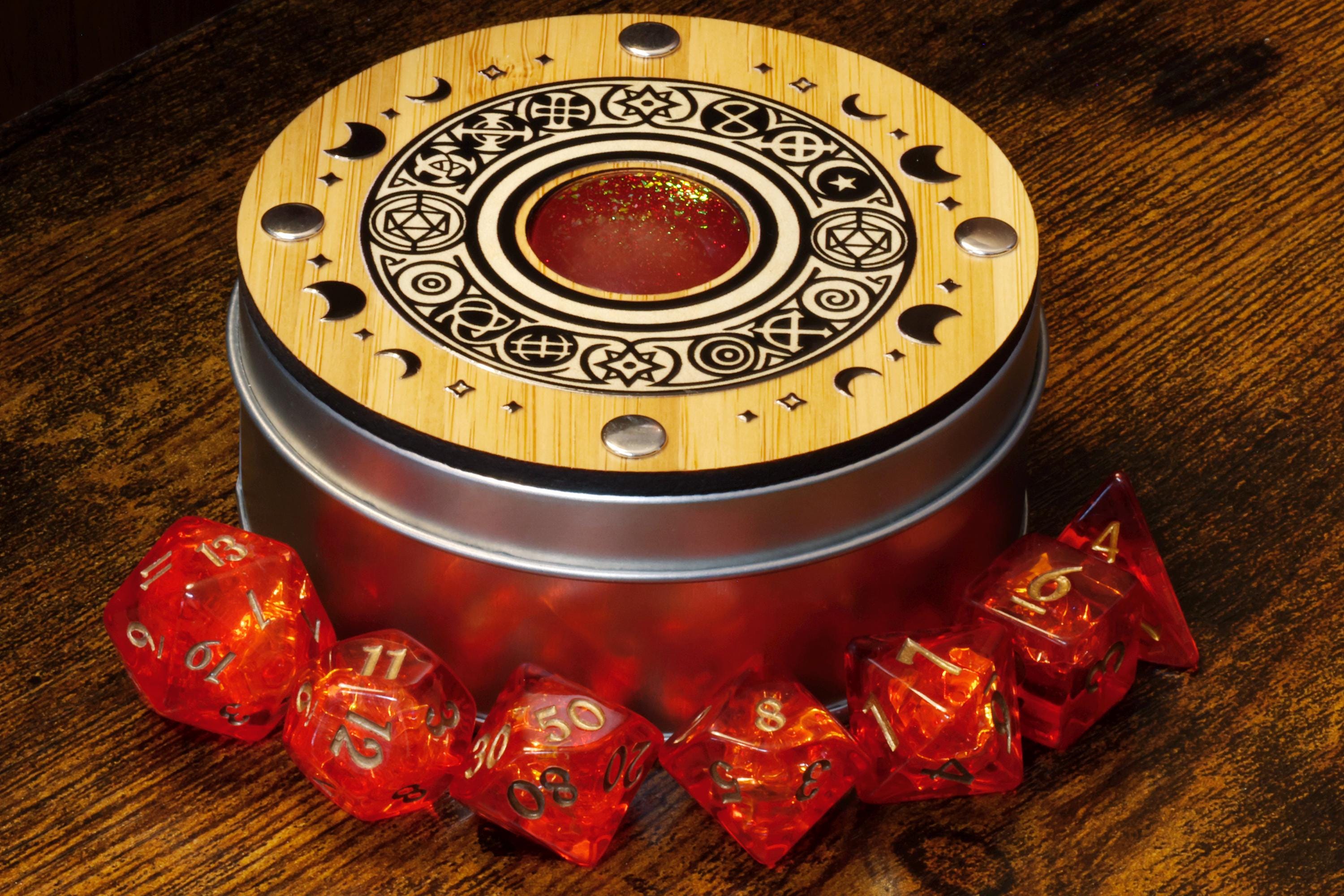 Celestial Round Dice Box & Opal Dice Set