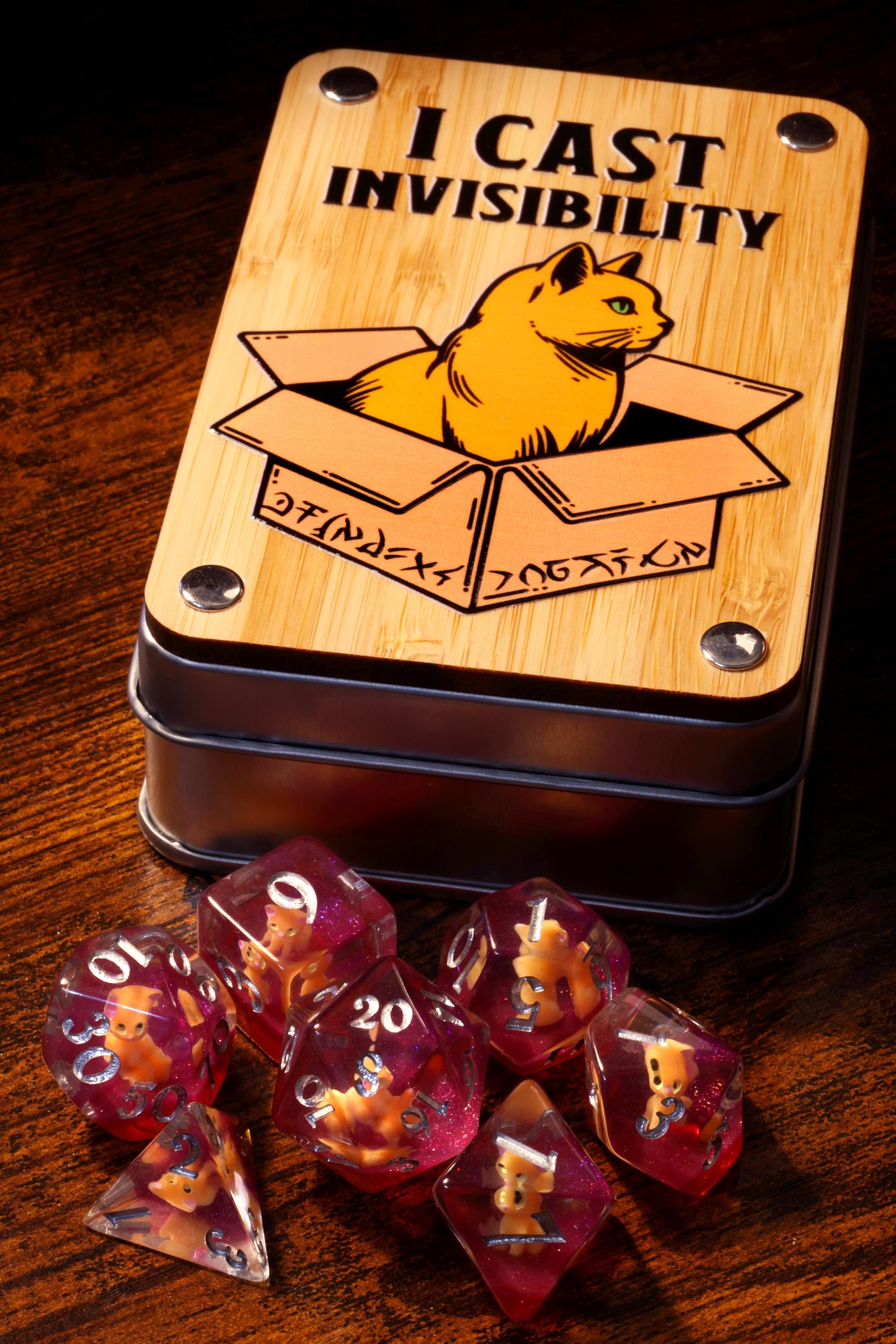 I Cast Invisibility Orange Tabby Dice Box