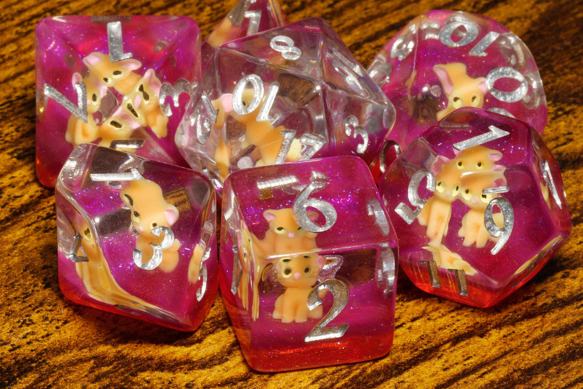Critical Bite Orange Tabby Dice Set and Box