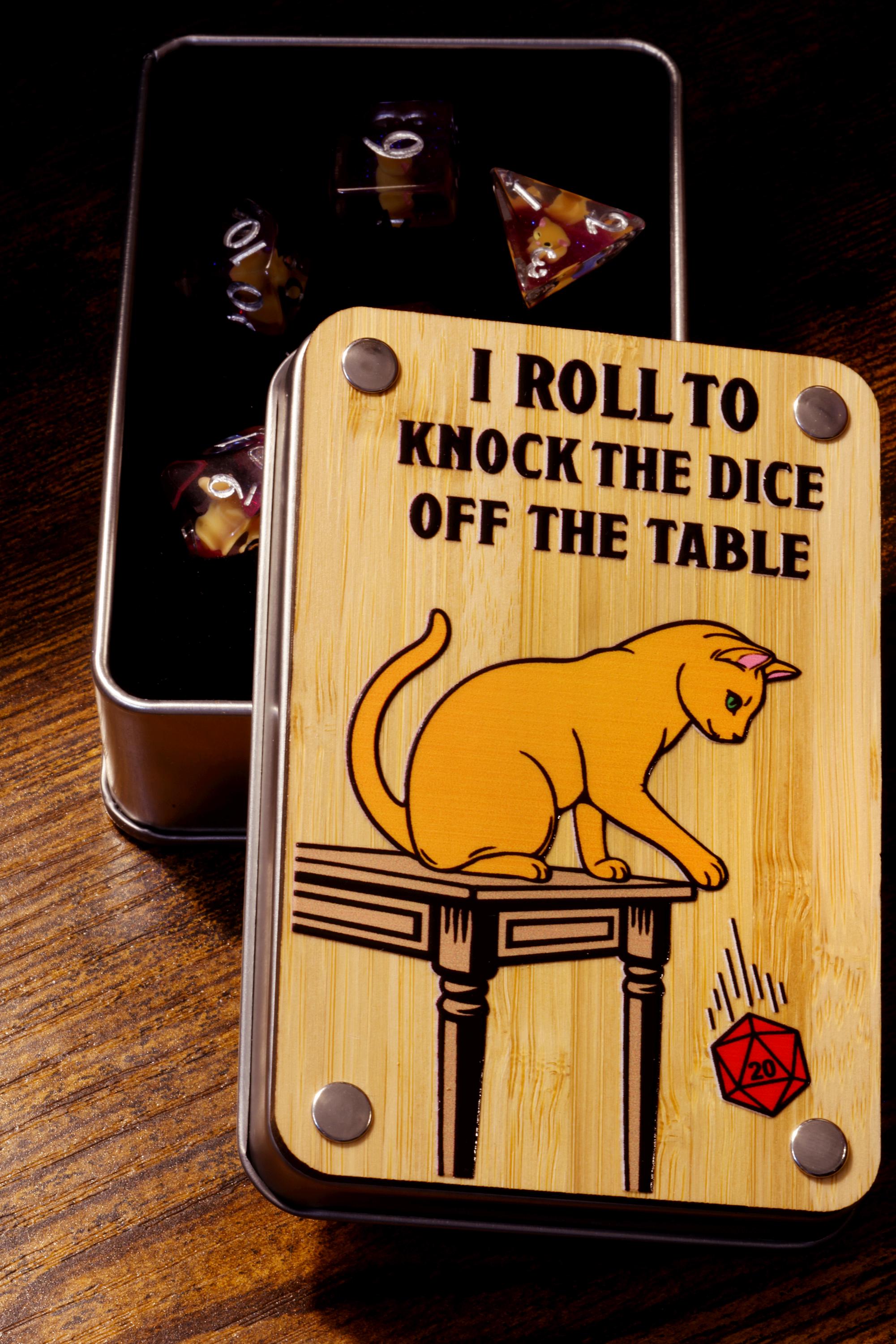 Orange Cat Dice and Knock Dice Off Table Box