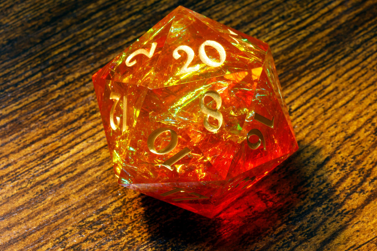 Volcanic Opal Oversized D20 – Sharp Edge Resin Dice – photo 2