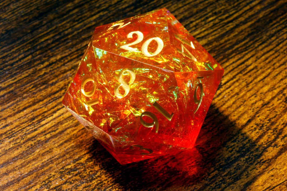 Volcanic Opal Oversized D20 – Sharp Edge Resin Dice – photo 5