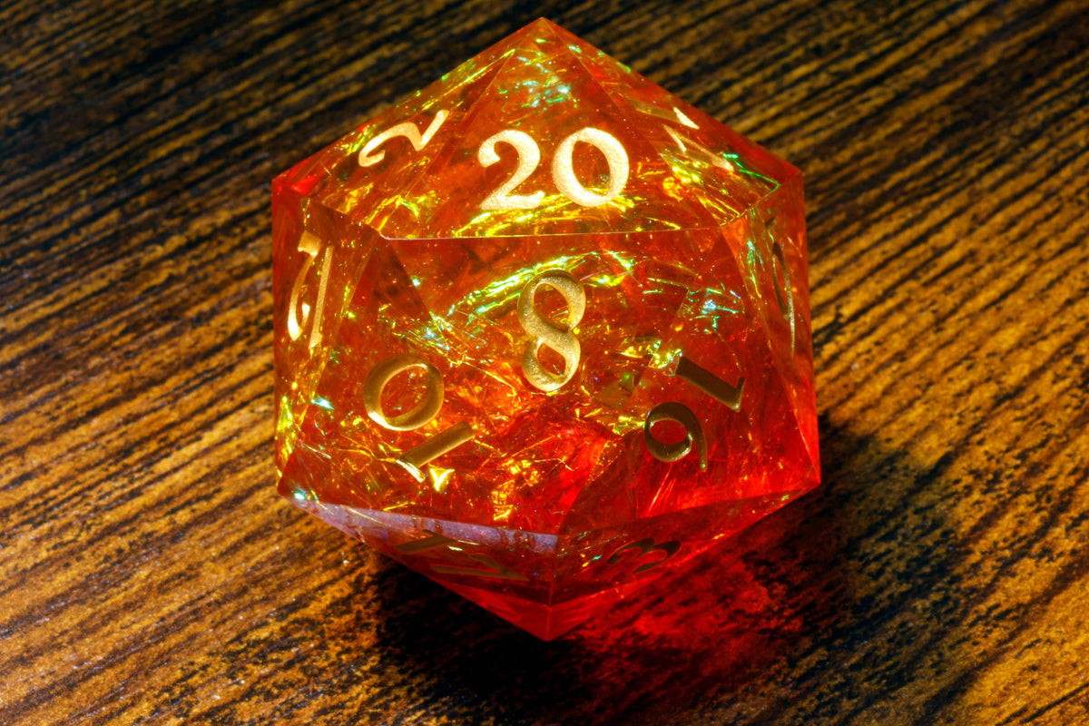 Volcanic Opal Oversized D20 – Sharp Edge Resin Dice – photo 3