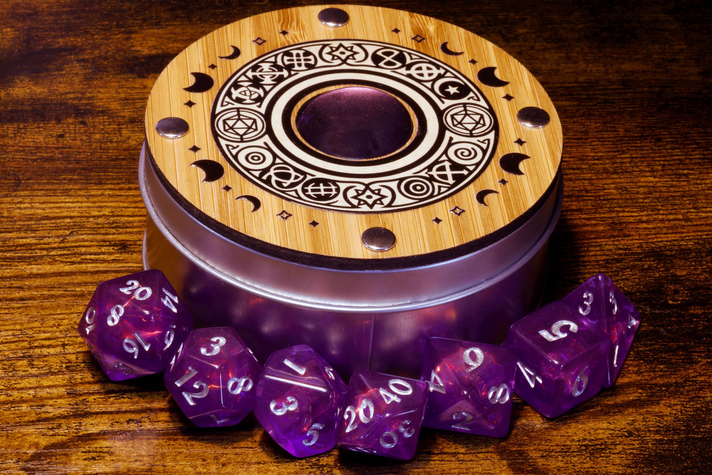 Celestial Round Dice Box & Opal Dice Set