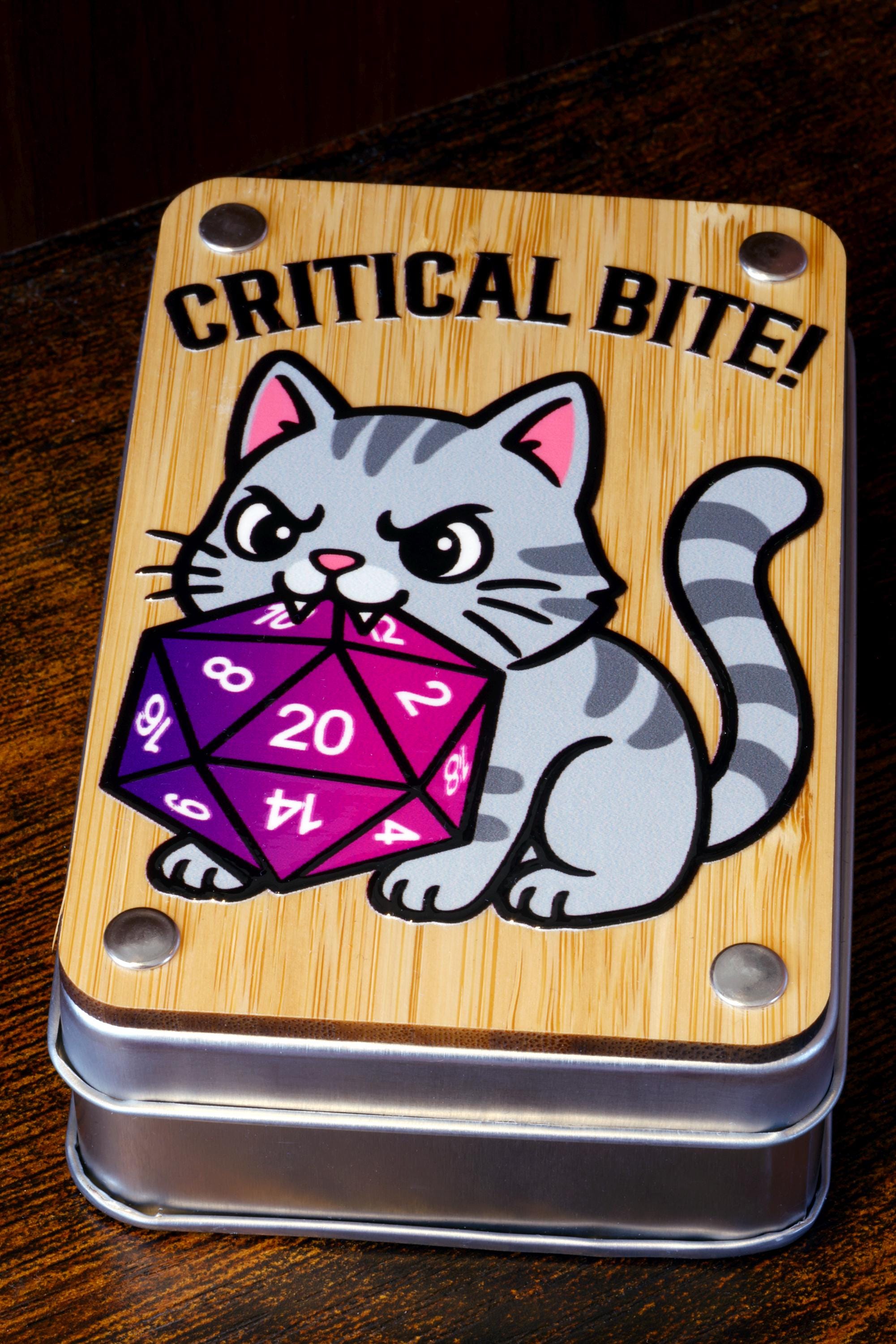 Critical Bite Grey Cat Dice Set and Box