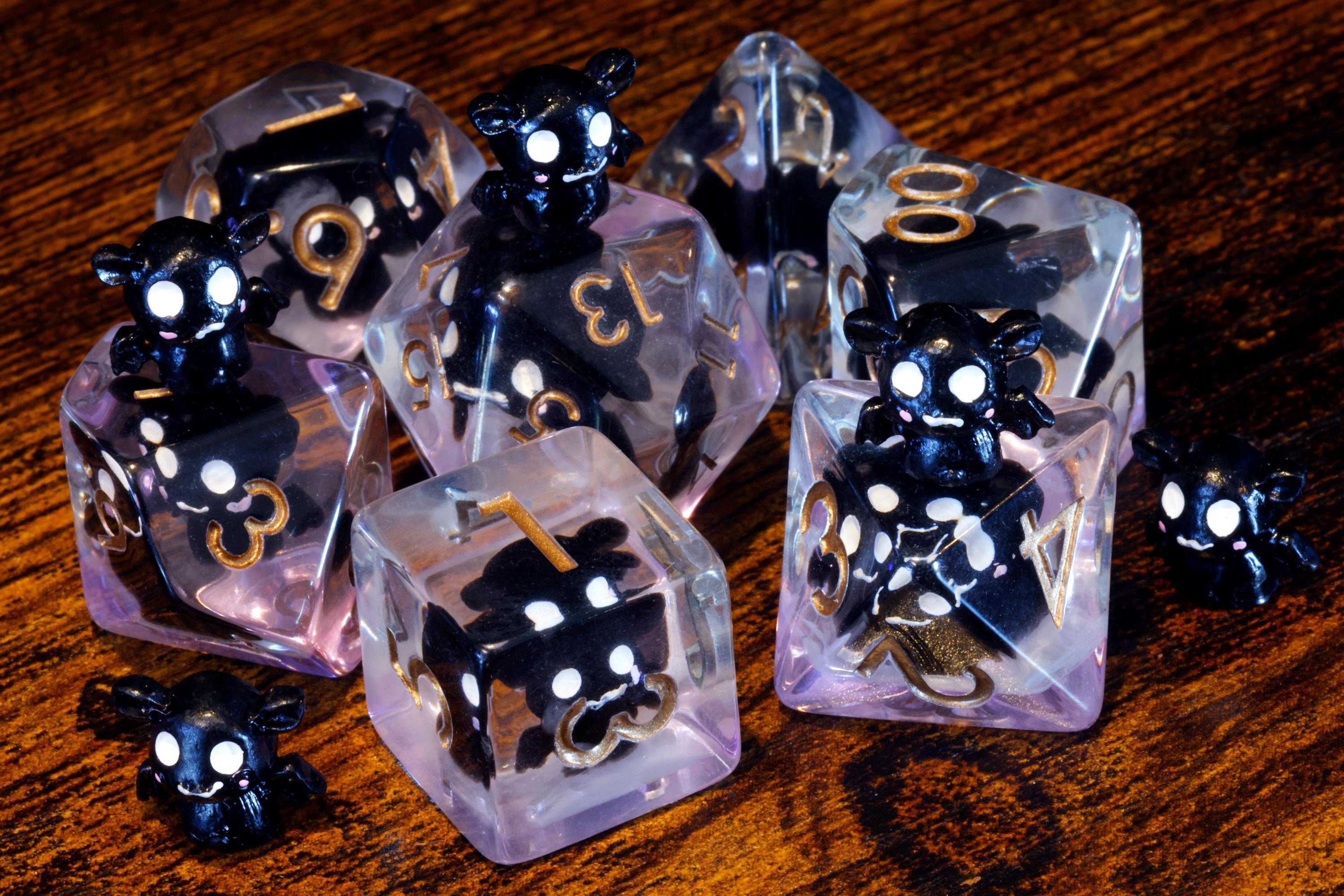 Bat themed dice box with bat dice
