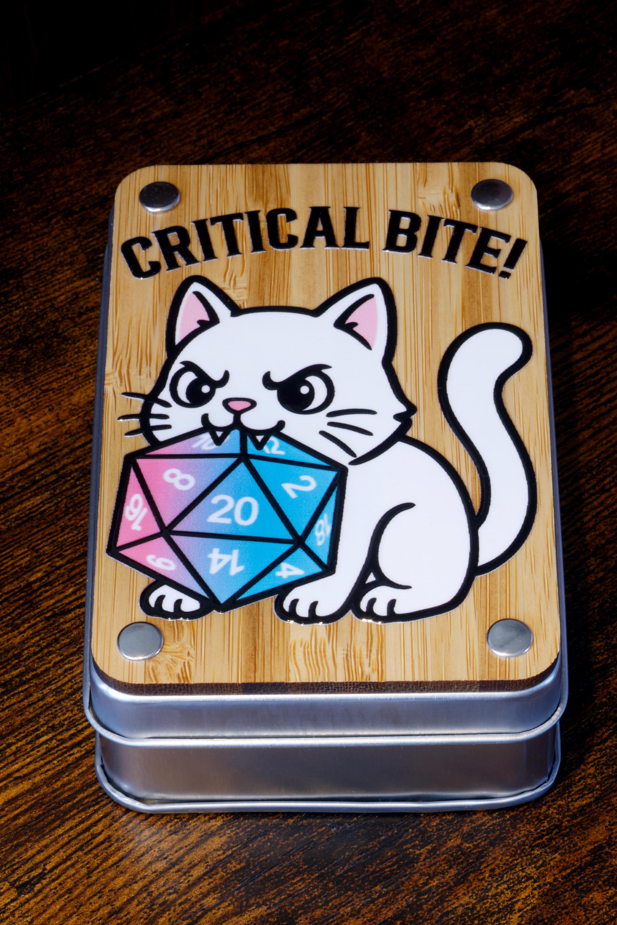 Critical Bite White Cat Dice Set and Box