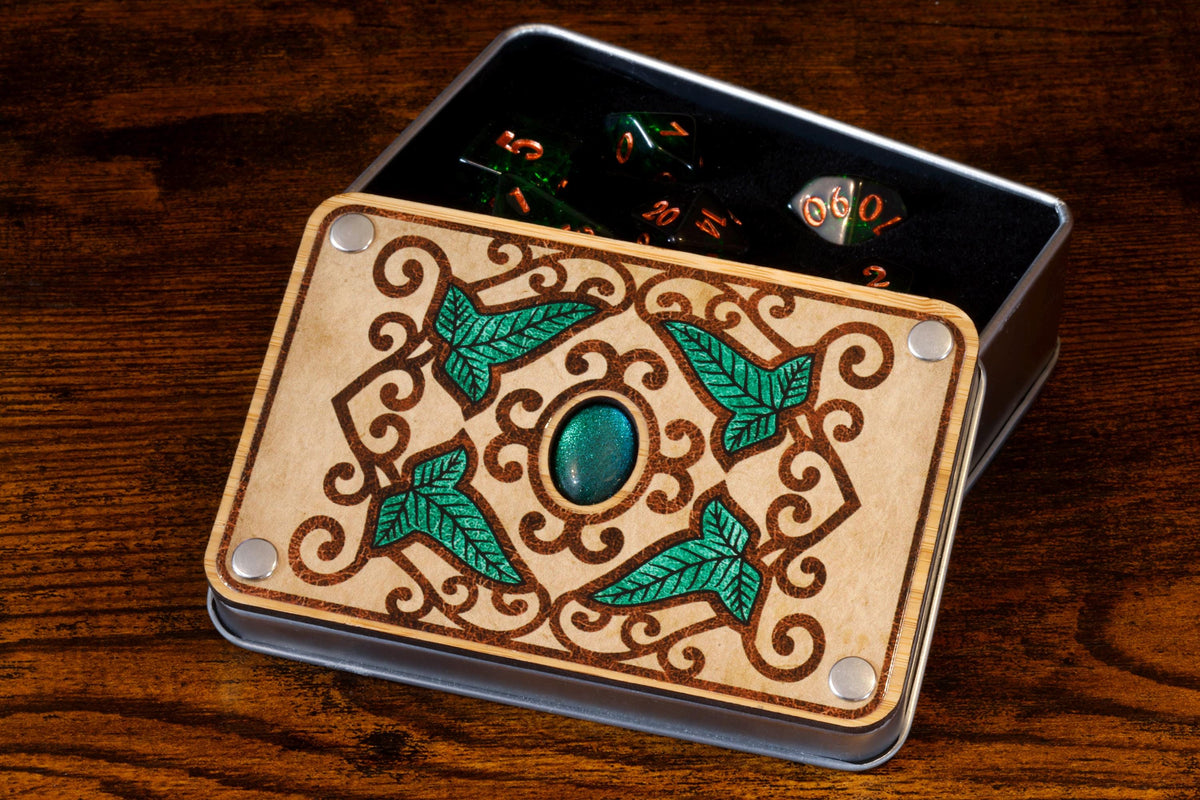 Elvish Dice Vault & Verdant Opal Dice Set - The Wizard's Vault