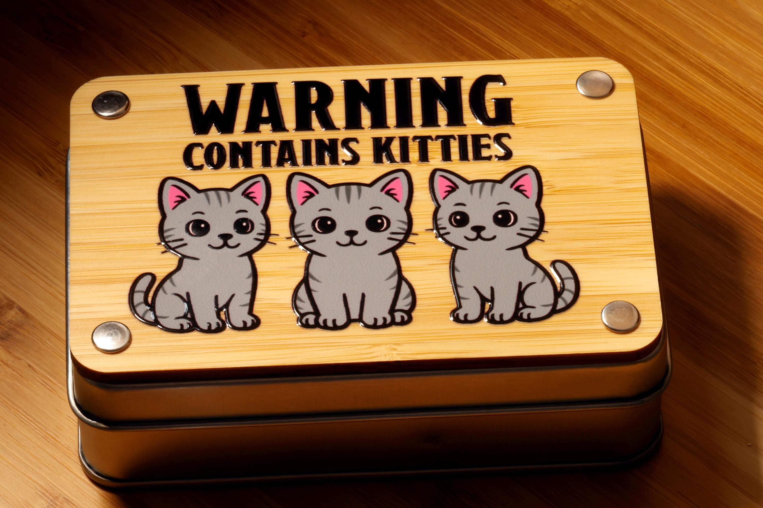 Light Grey Cat Contains Kitties Dice Box