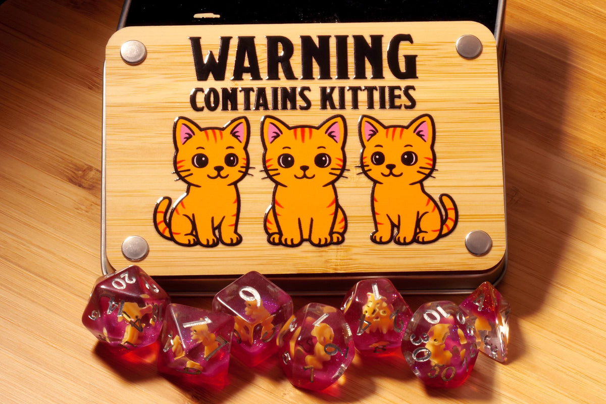 Orange Tabby Cat Dice Set and Box