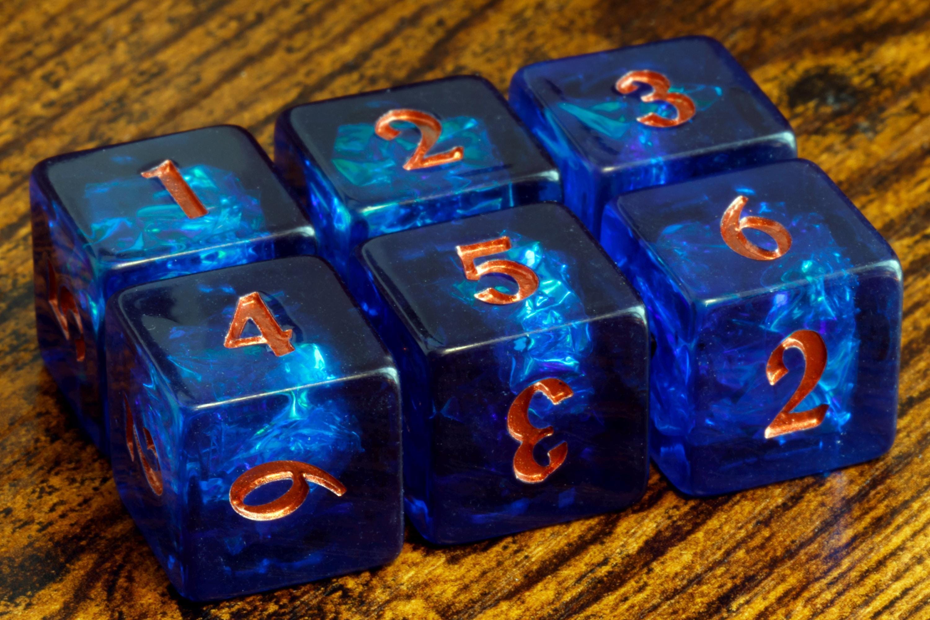 Cobalt Opal D6 dice