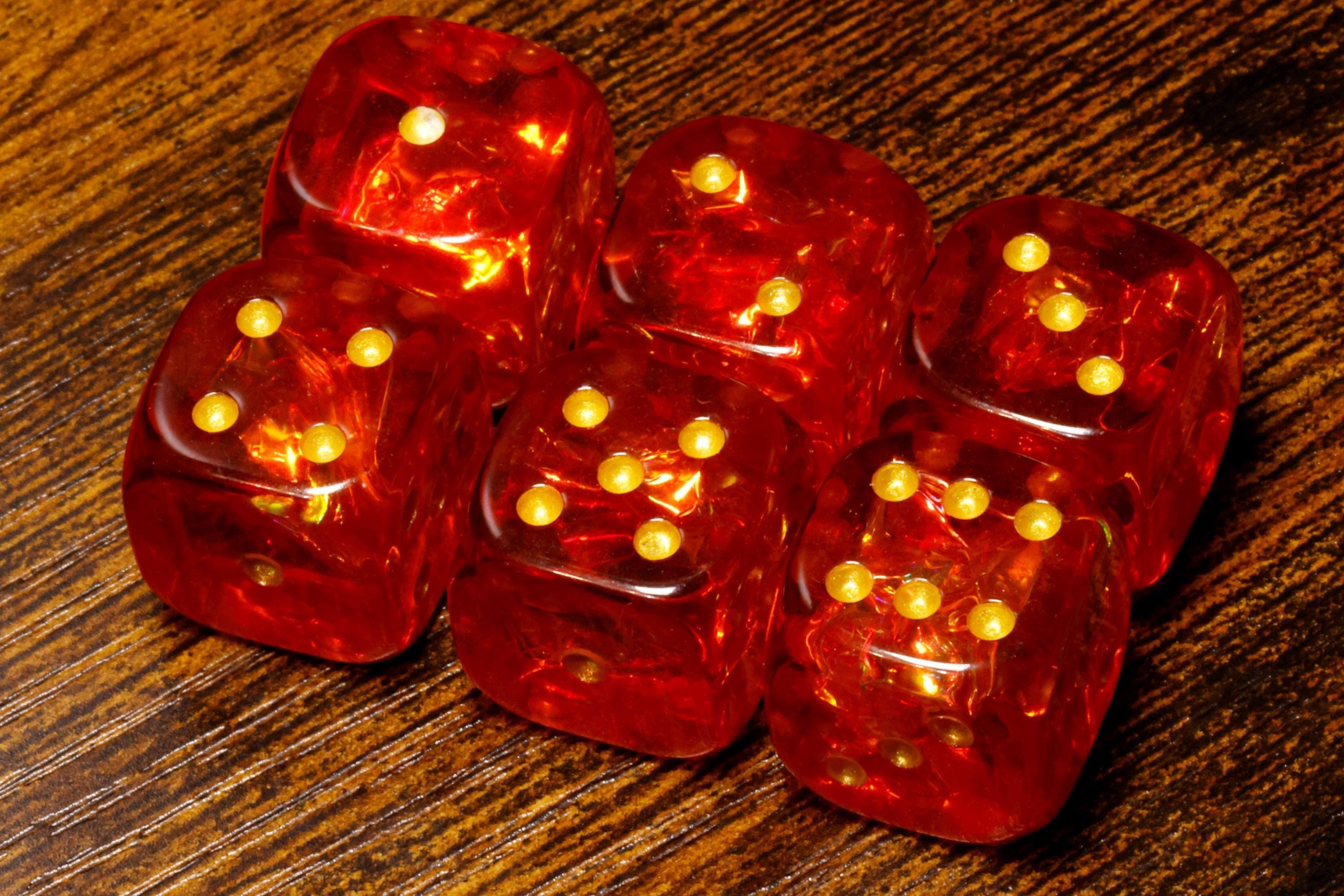 Fire Opal Pip D6 Dice Set - Red Holographic