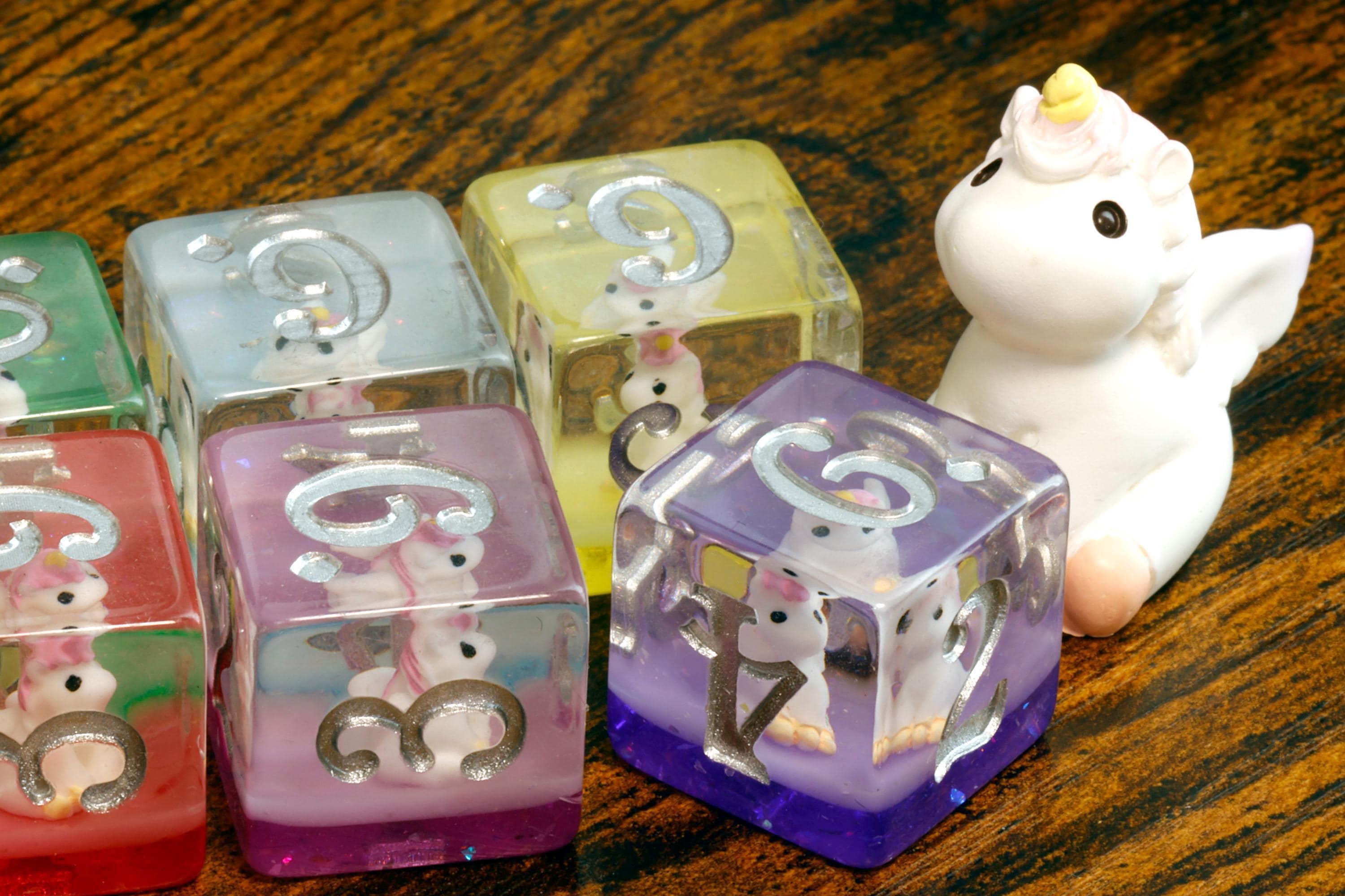 Rainbow Unicorn D6 Dice Set - Unicorn Inside
