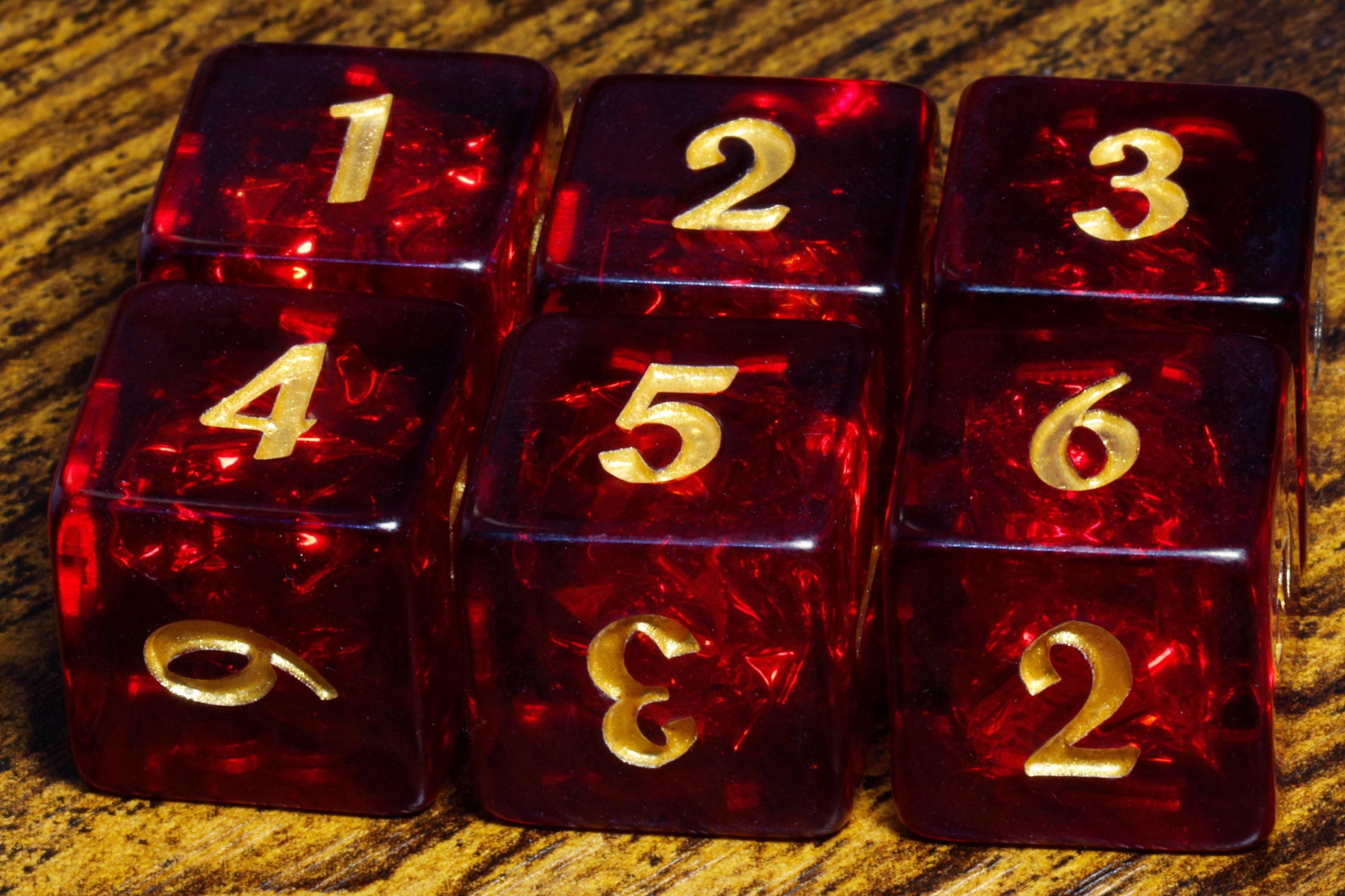 Cherry Opal D6 Dice – Dark Red Holographic Inclusions