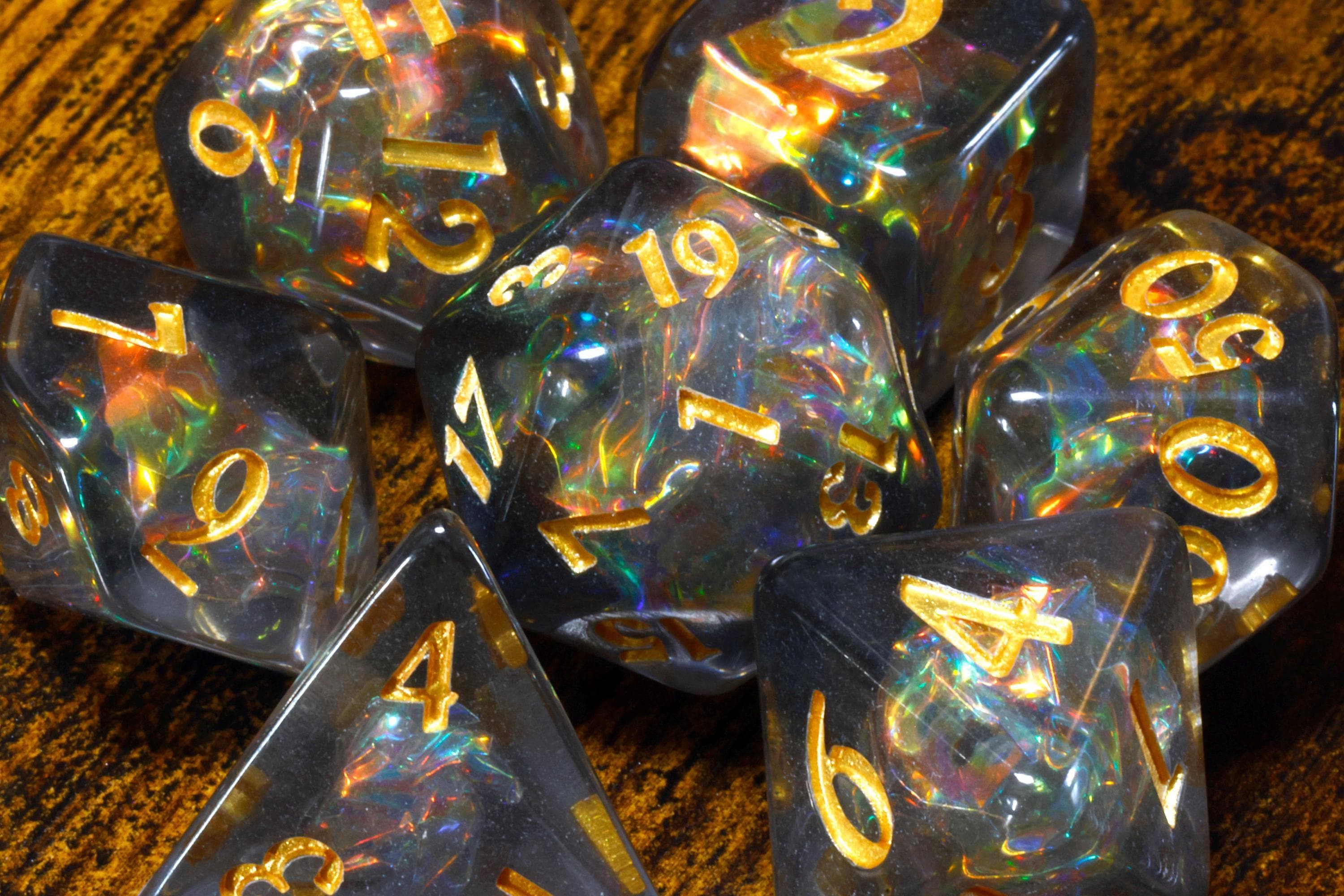 Shadow Opal Dice Set - Smoky Grey Holographic