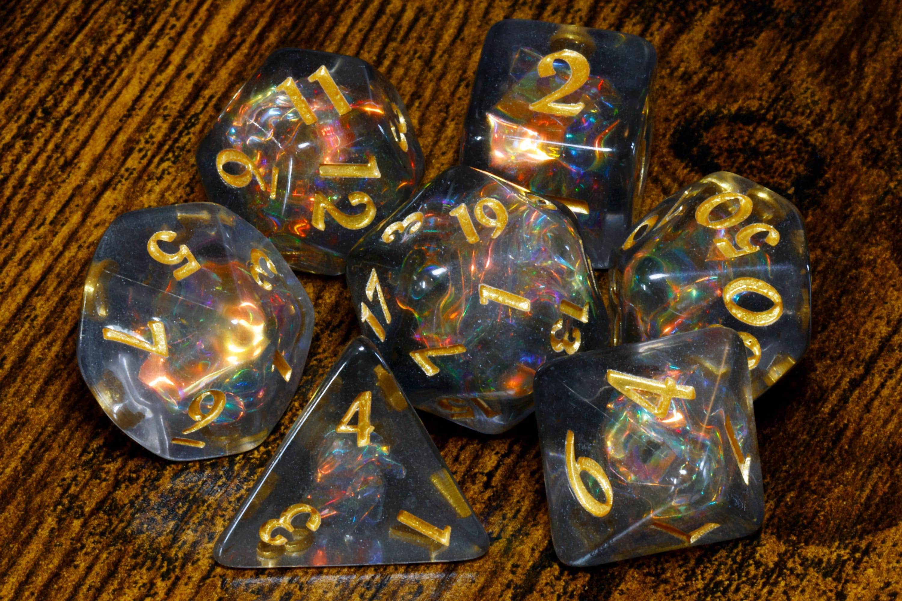 Shadow Opal Dice Set - Smoky Grey Holographic