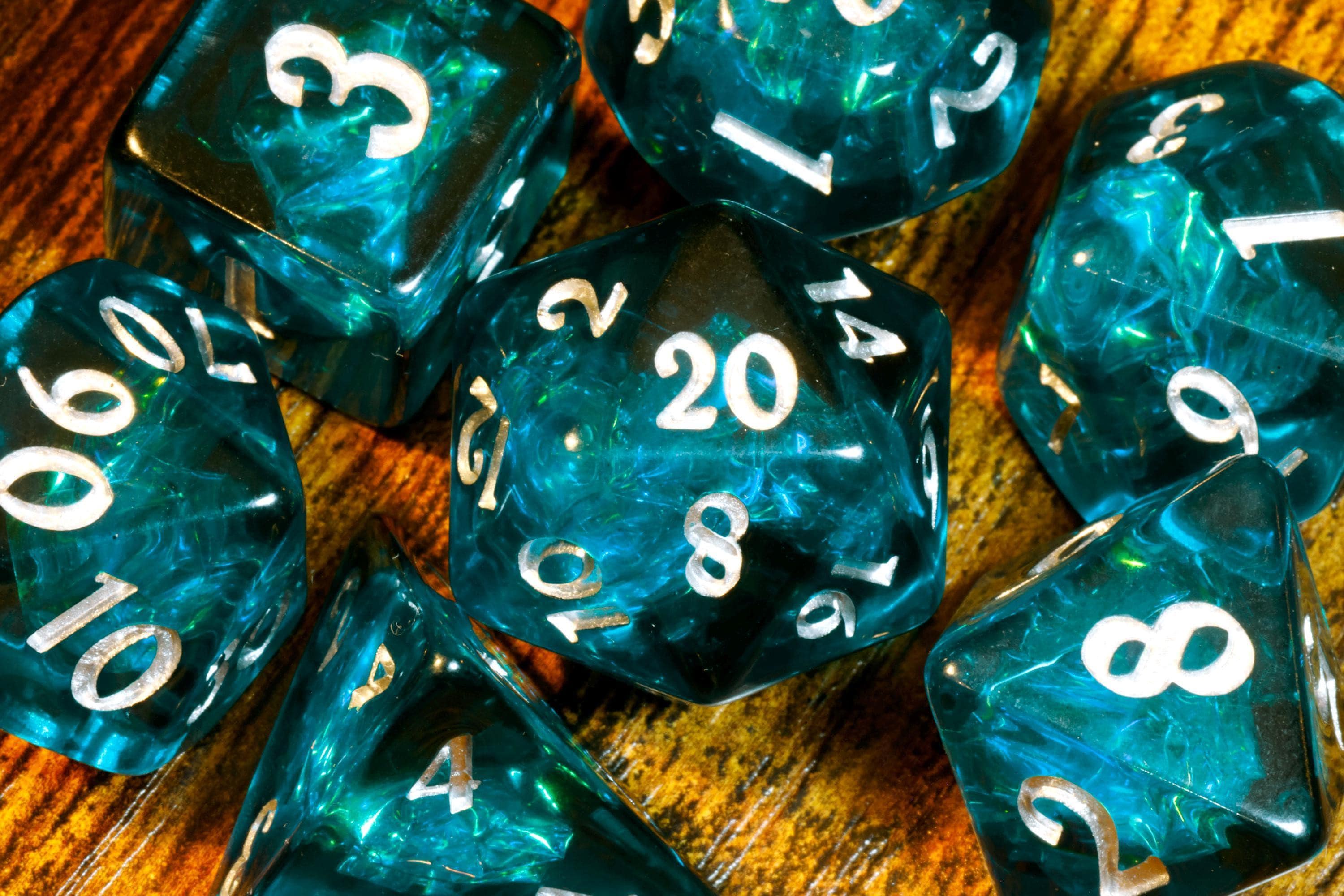 Abyssal Opal Dice Set - Dark Teal Holographic