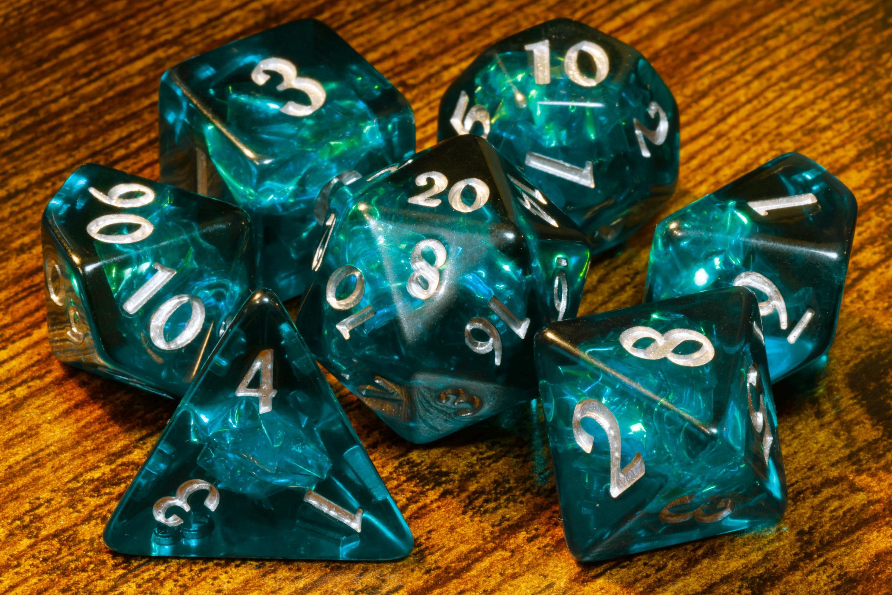 Abyssal Opal Dice Set - Dark Teal Holographic