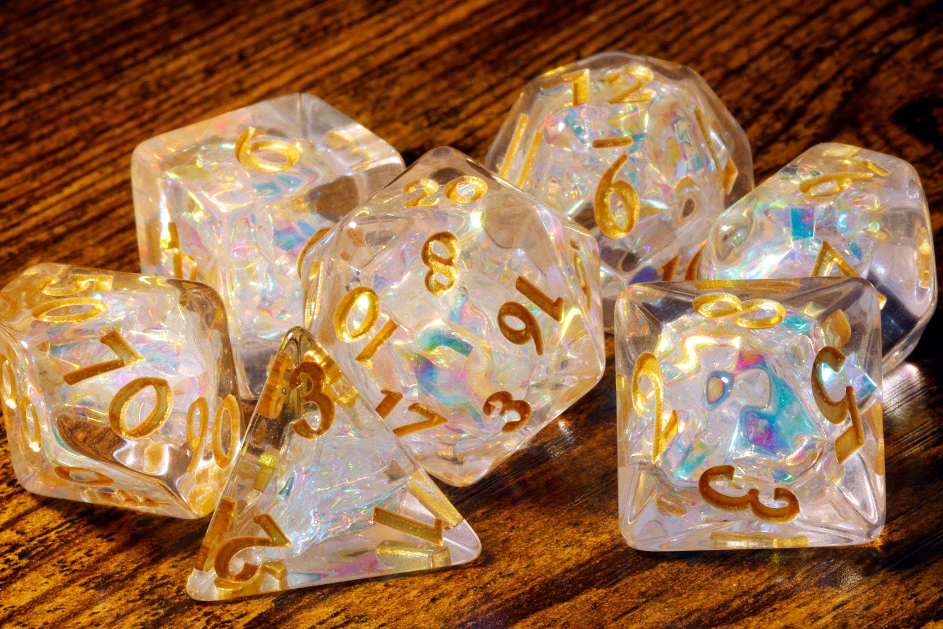 Sacred Opal Dice Set - Clear Holographic