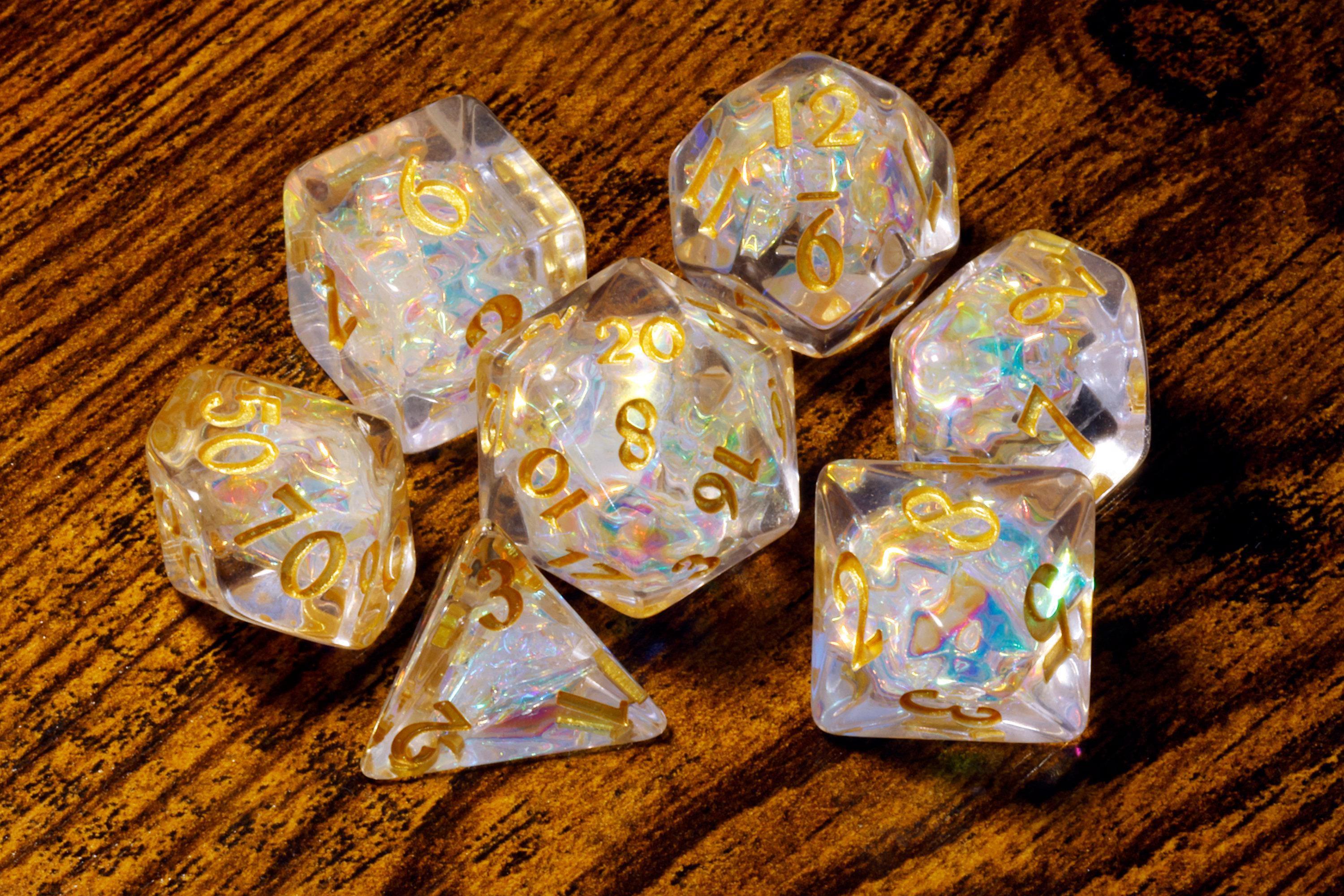 Sacred Opal Dice Set - Clear Holographic