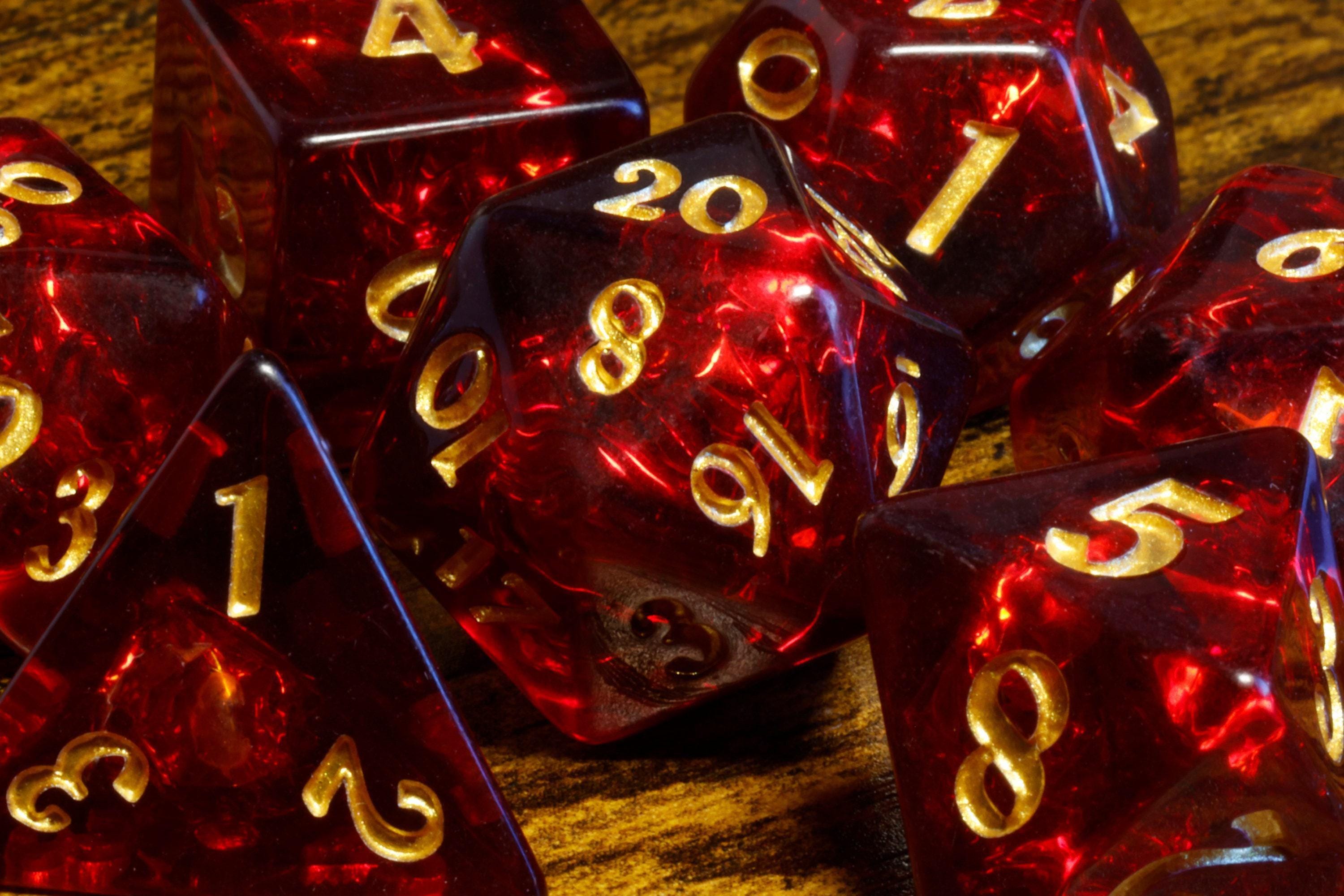 Cherry Opal Dice Set - Dark Red Holographic