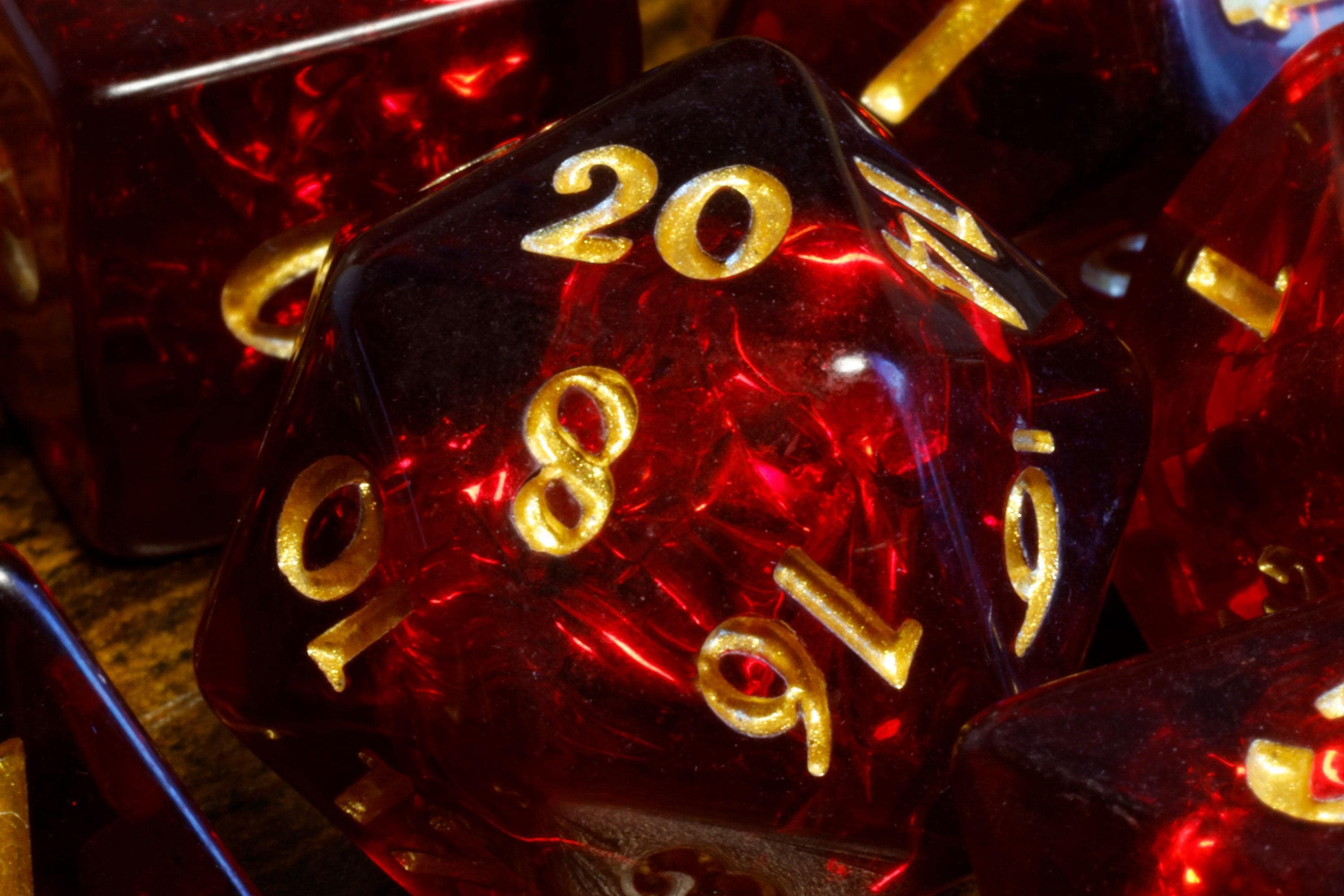 Cherry Opal Dice Set - Dark Red Holographic