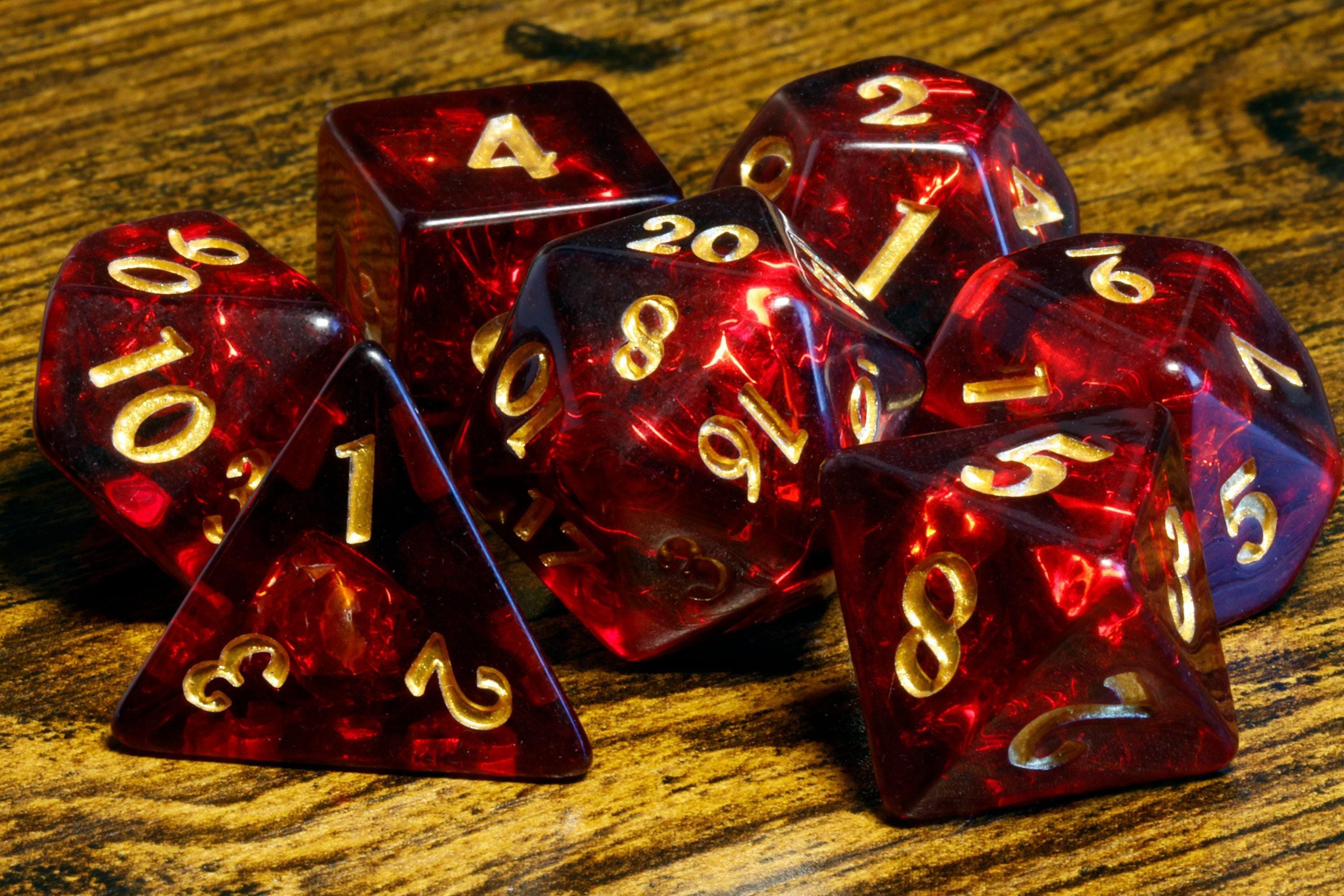 Cherry Opal Dice Set - Dark Red Holographic