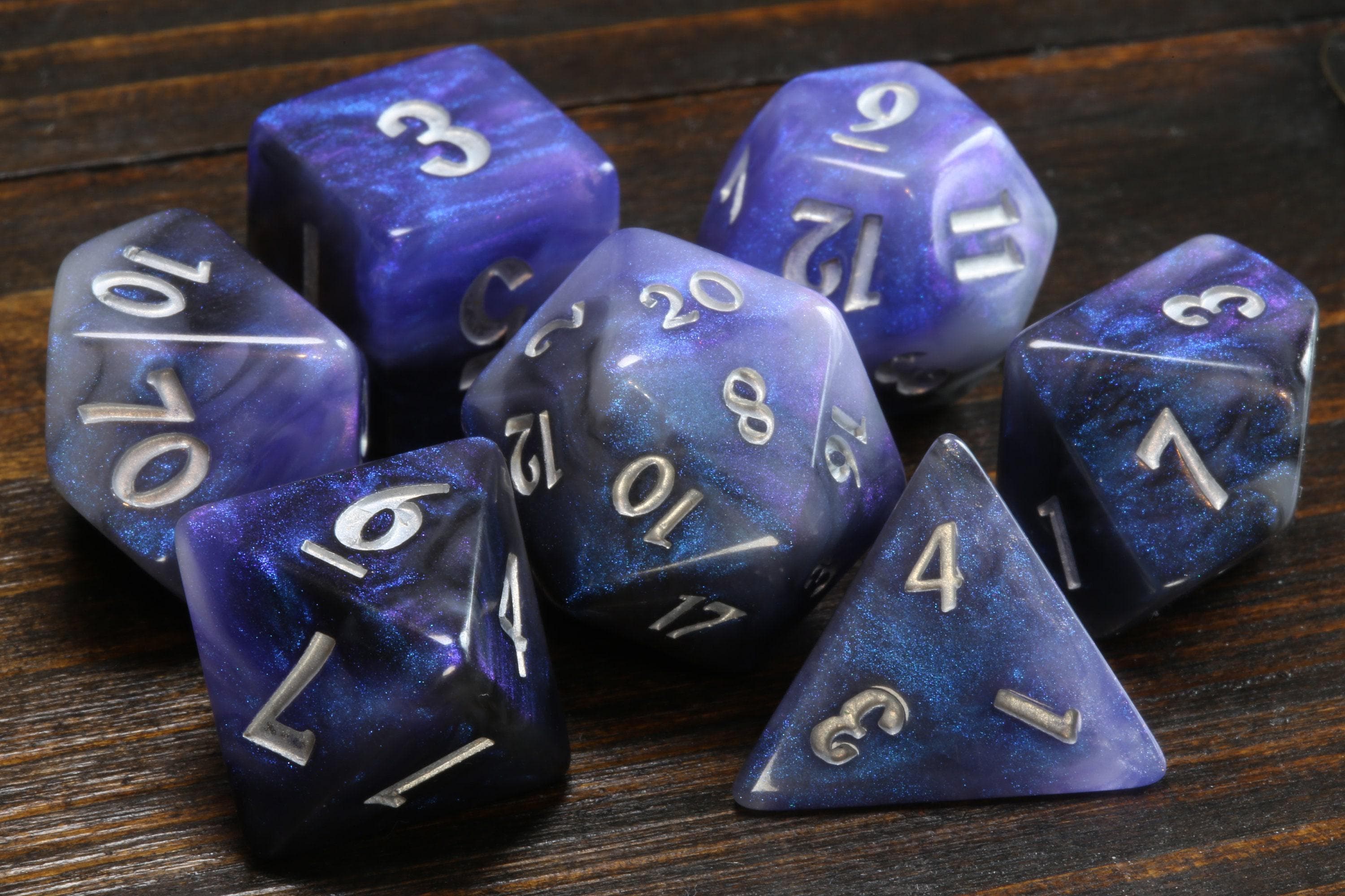 Dreamveil Opal Dice Set - Iridescent Blue & Purple